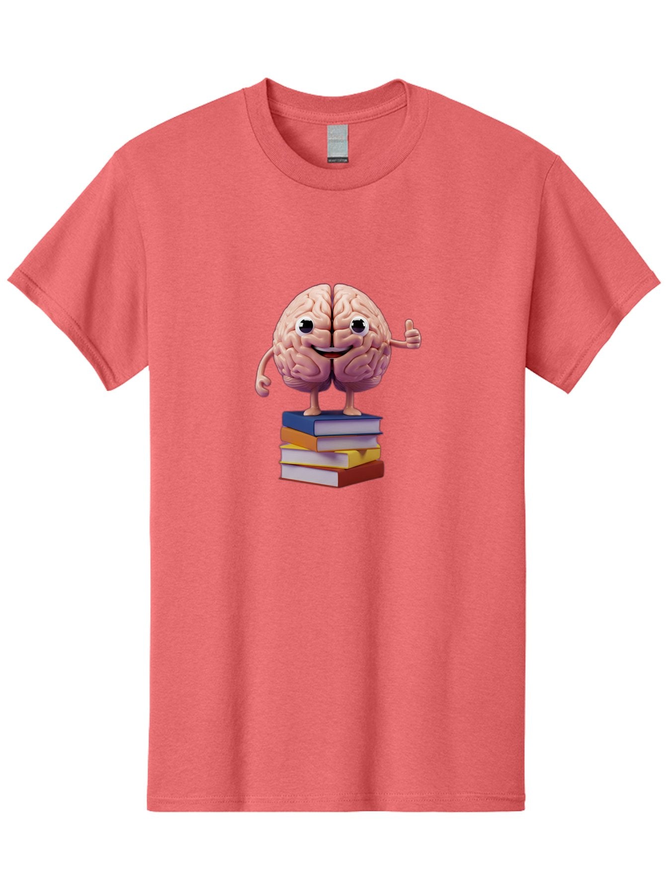 Smiling-Brain-1 Men'S Graphic Tee, 100% Cotton, Comfortable Casual Summer Wear, Machine Washable, Cartoon Brain, Human Brain, Smiling Face, Thumbs Up, Books, Learning, Education, Knowledge, Intelligence, Cognitive Function Bae100 7