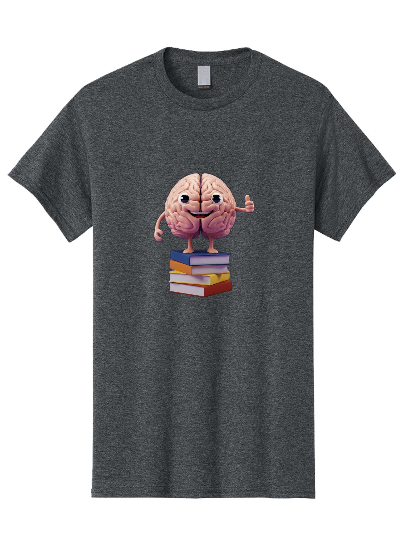 Smiling-Brain-1 Men'S Graphic Tee, 100% Cotton, Comfortable Casual Summer Wear, Machine Washable, Cartoon Brain, Human Brain, Smiling Face, Thumbs Up, Books, Learning, Education, Knowledge, Intelligence, Cognitive Function Bae100 8