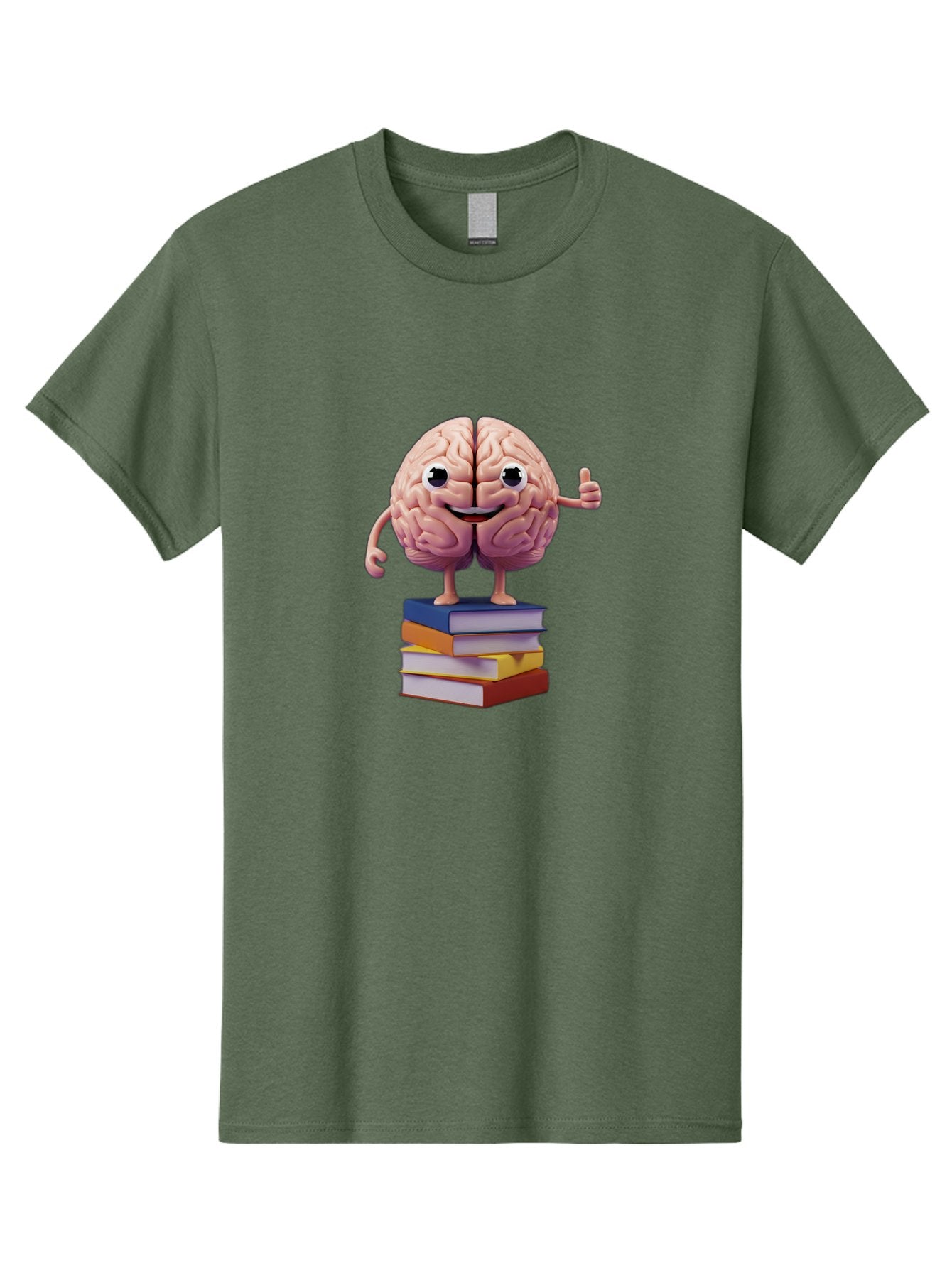 Smiling-Brain-1 Men'S Graphic Tee, 100% Cotton, Comfortable Casual Summer Wear, Machine Washable, Cartoon Brain, Human Brain, Smiling Face, Thumbs Up, Books, Learning, Education, Knowledge, Intelligence, Cognitive Function Bae100 13