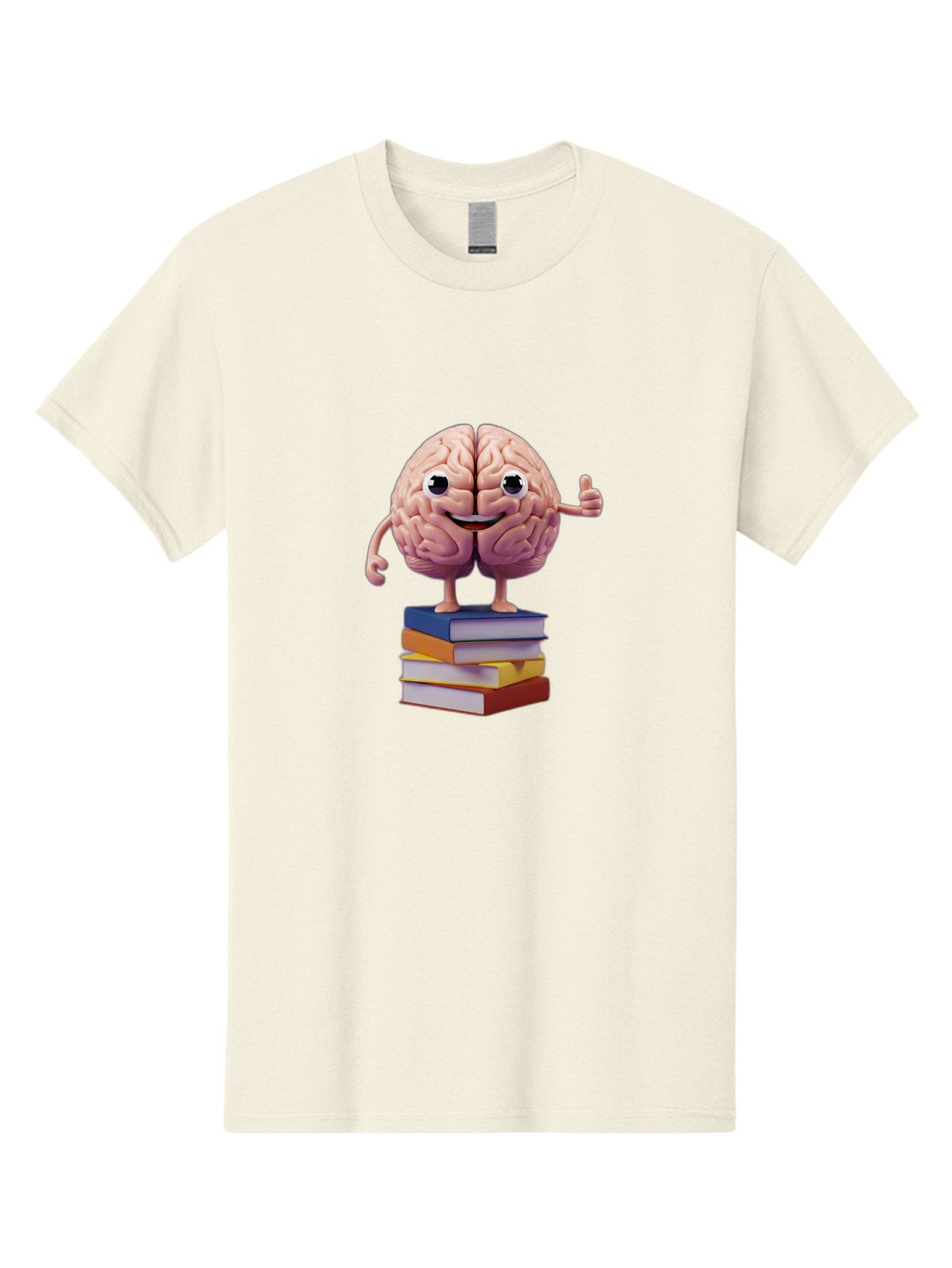 Smiling-Brain-1 Men'S Graphic Tee, 100% Cotton, Comfortable Casual Summer Wear, Machine Washable, Cartoon Brain, Human Brain, Smiling Face, Thumbs Up, Books, Learning, Education, Knowledge, Intelligence, Cognitive Function Bae100 12