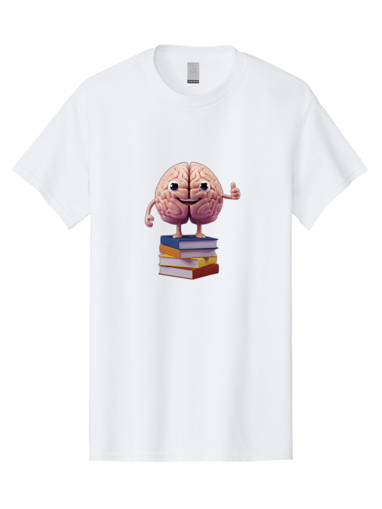 Smiling-Brain-1 Men'S Graphic Tee, 100% Cotton, Comfortable Casual Summer Wear, Machine Washable, Cartoon Brain, Human Brain, Smiling Face, Thumbs Up, Books, Learning, Education, Knowledge, Intelligence, Cognitive Function Bae100 14