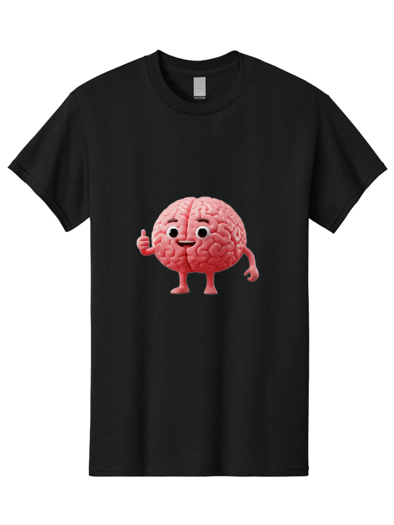 Smiling-Brain Men'S Graphic Tee, 100% Cotton, Comfortable Casual Summer Wear, Machine Washable, Cartoon Brain Character, Human Brain, Funny Illustration, Brain With Face, Thumbs Up Gesture, Smiling Brain, Cognitive Humor, Human Anatomy, Bae101 12