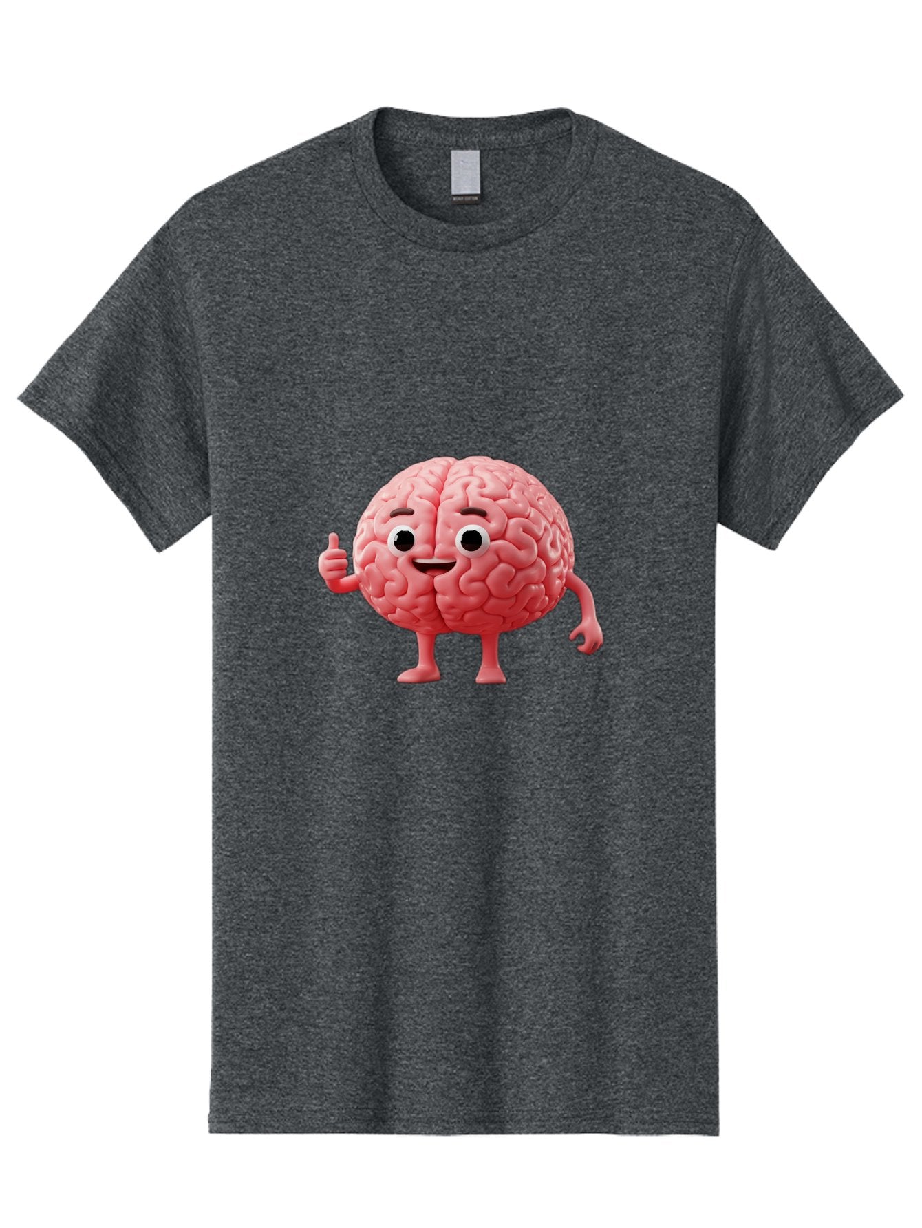 Smiling-Brain Men'S Graphic Tee, 100% Cotton, Comfortable Casual Summer Wear, Machine Washable, Cartoon Brain Character, Human Brain, Funny Illustration, Brain With Face, Thumbs Up Gesture, Smiling Brain, Cognitive Humor, Human Anatomy, Bae101 12