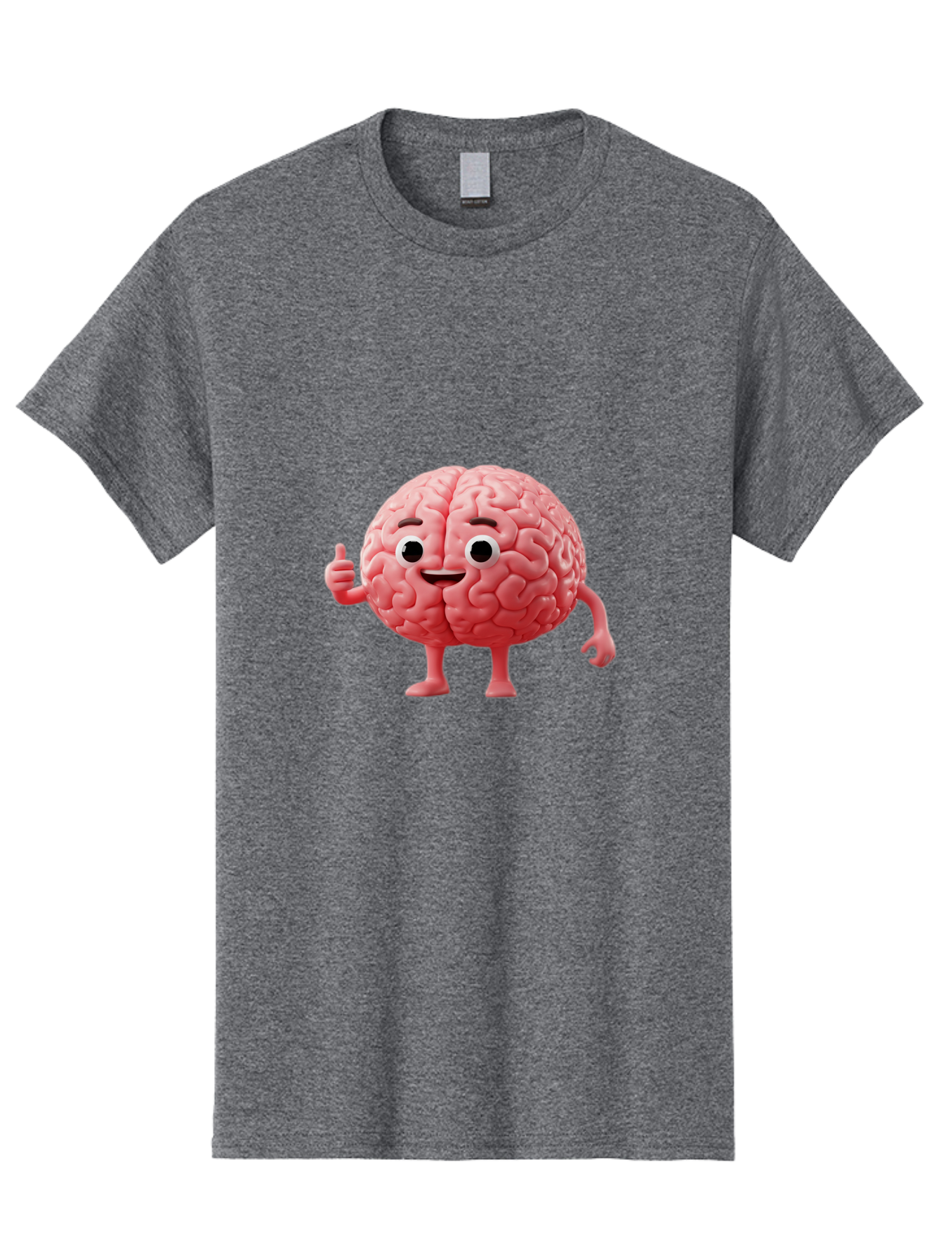Smiling-Brain Men'S Graphic Tee, 100% Cotton, Comfortable Casual Summer Wear, Machine Washable, Cartoon Brain Character, Human Brain, Funny Illustration, Brain With Face, Thumbs Up Gesture, Smiling Brain, Cognitive Humor, Human Anatomy, Bae101 9