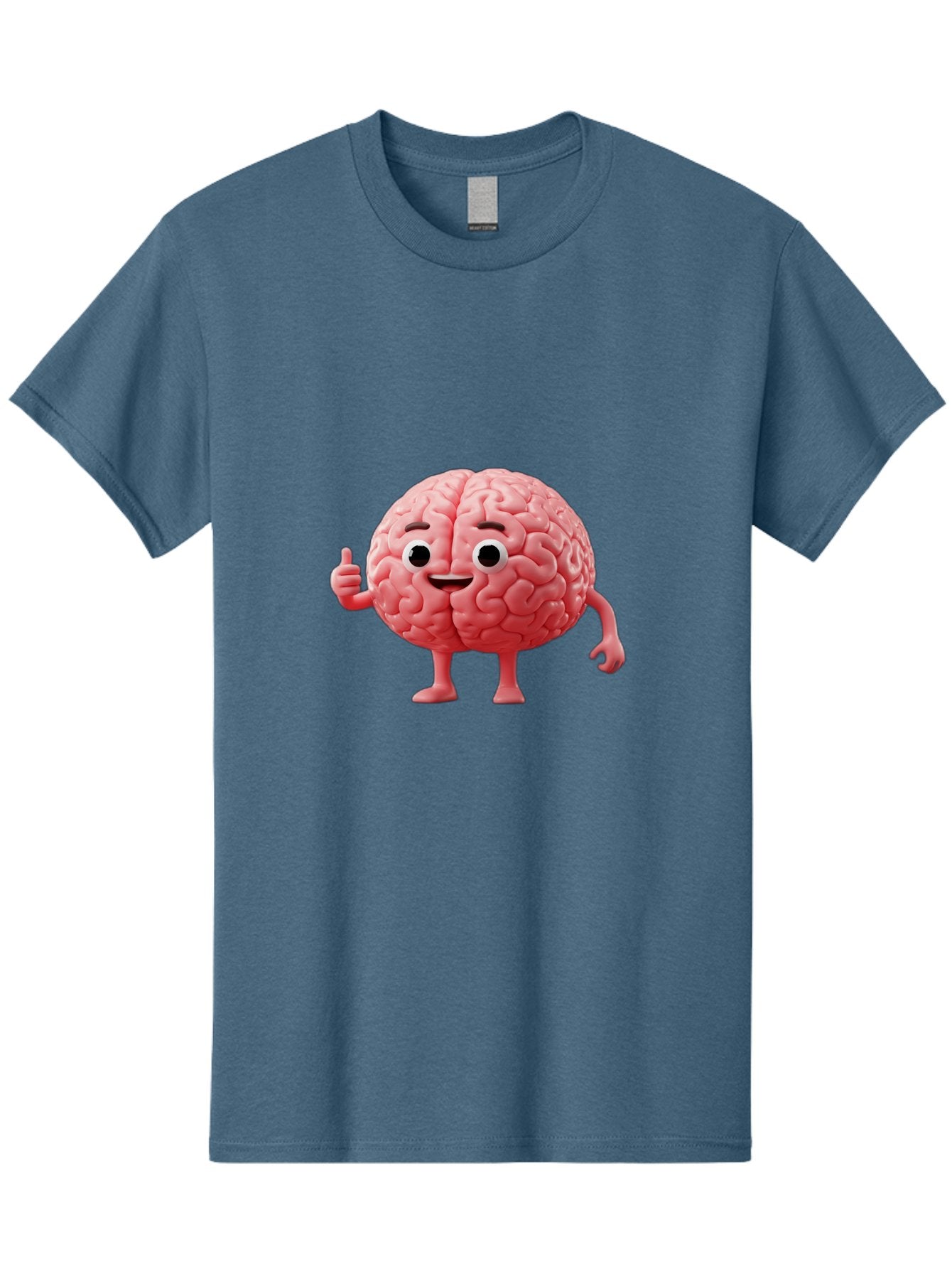 Smiling-Brain Men'S Graphic Tee, 100% Cotton, Comfortable Casual Summer Wear, Machine Washable, Cartoon Brain Character, Human Brain, Funny Illustration, Brain With Face, Thumbs Up Gesture, Smiling Brain, Cognitive Humor, Human Anatomy, Bae101 14