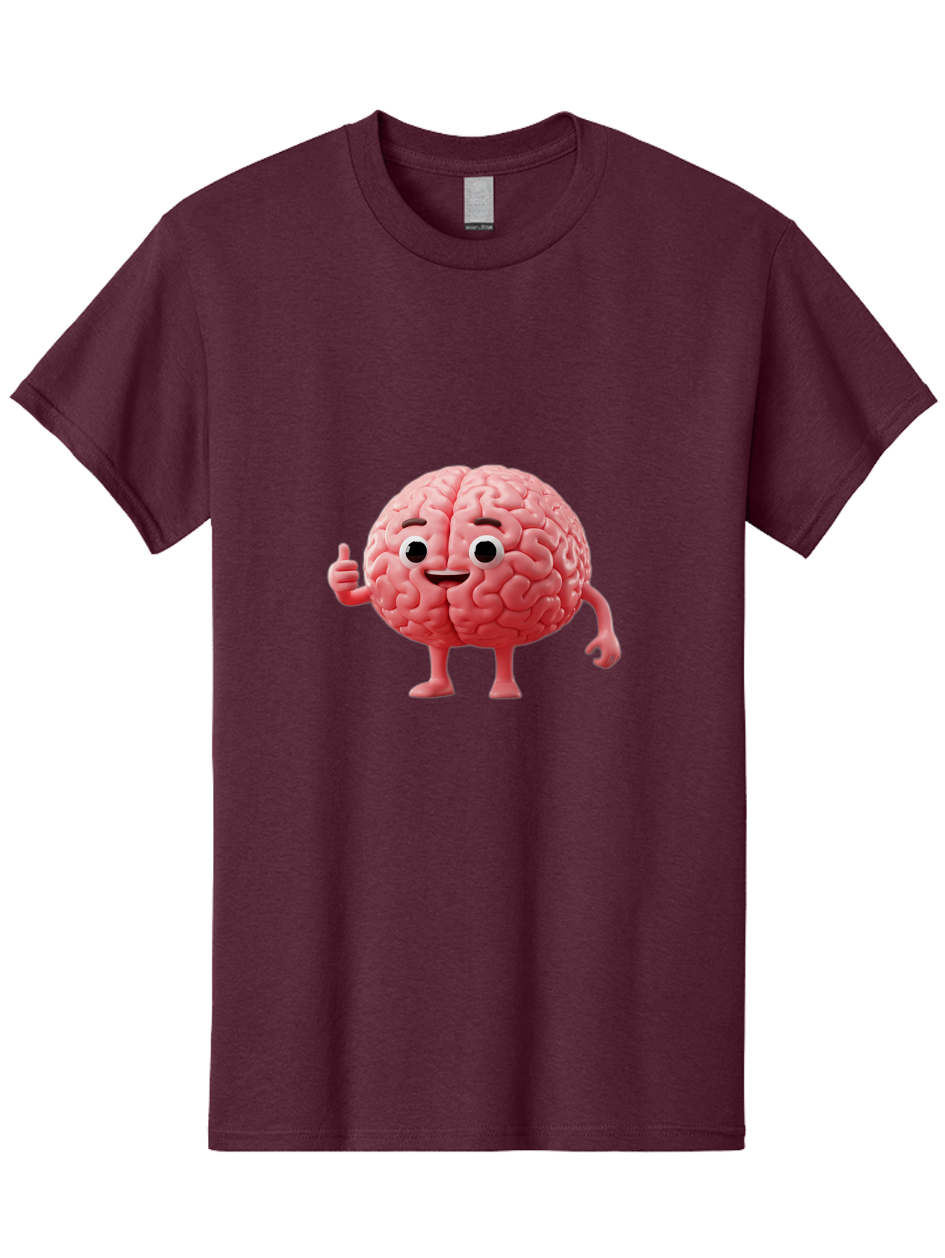 Smiling-Brain Men'S Graphic Tee, 100% Cotton, Comfortable Casual Summer Wear, Machine Washable, Cartoon Brain Character, Human Brain, Funny Illustration, Brain With Face, Thumbs Up Gesture, Smiling Brain, Cognitive Humor, Human Anatomy, Bae101 10