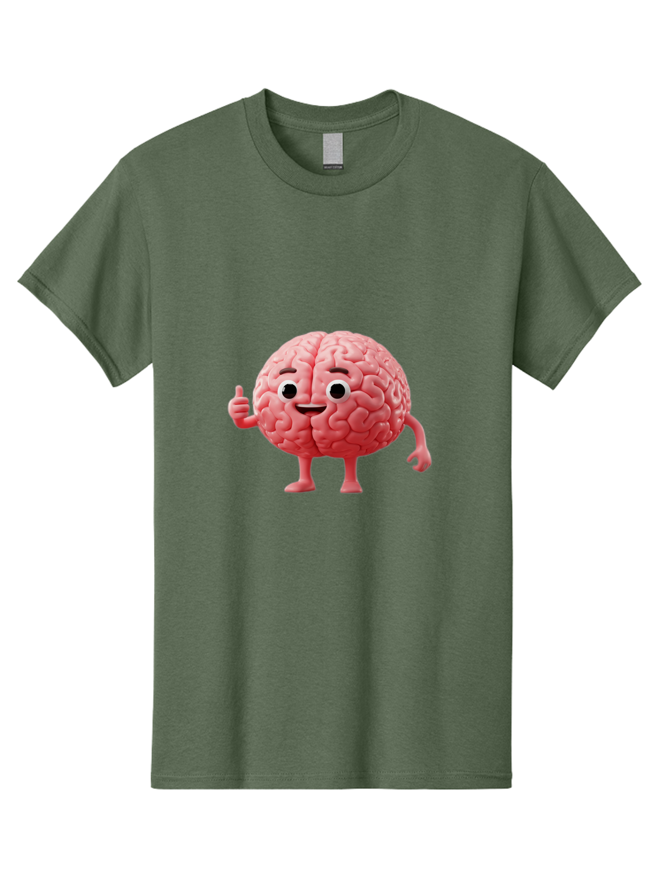 Smiling-Brain Men'S Graphic Tee, 100% Cotton, Comfortable Casual Summer Wear, Machine Washable, Cartoon Brain Character, Human Brain, Funny Illustration, Brain With Face, Thumbs Up Gesture, Smiling Brain, Cognitive Humor, Human Anatomy, Bae101 6