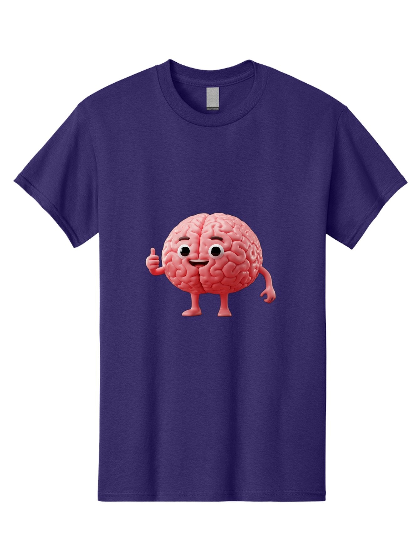 Smiling-Brain Men'S Graphic Tee, 100% Cotton, Comfortable Casual Summer Wear, Machine Washable, Cartoon Brain Character, Human Brain, Funny Illustration, Brain With Face, Thumbs Up Gesture, Smiling Brain, Cognitive Humor, Human Anatomy, Bae101 6