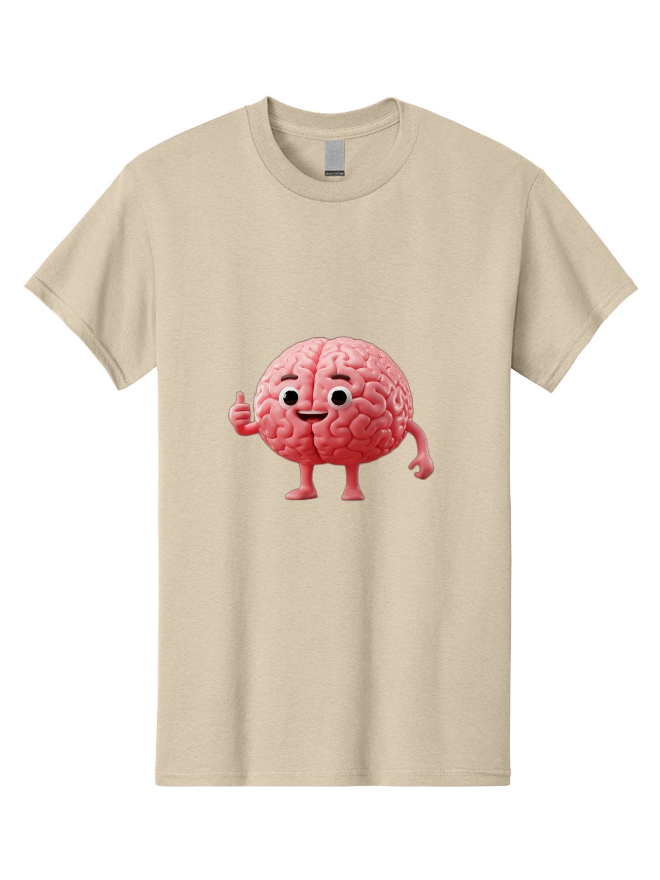 Smiling-Brain Men'S Graphic Tee, 100% Cotton, Comfortable Casual Summer Wear, Machine Washable, Cartoon Brain Character, Human Brain, Funny Illustration, Brain With Face, Thumbs Up Gesture, Smiling Brain, Cognitive Humor, Human Anatomy, Bae101 13