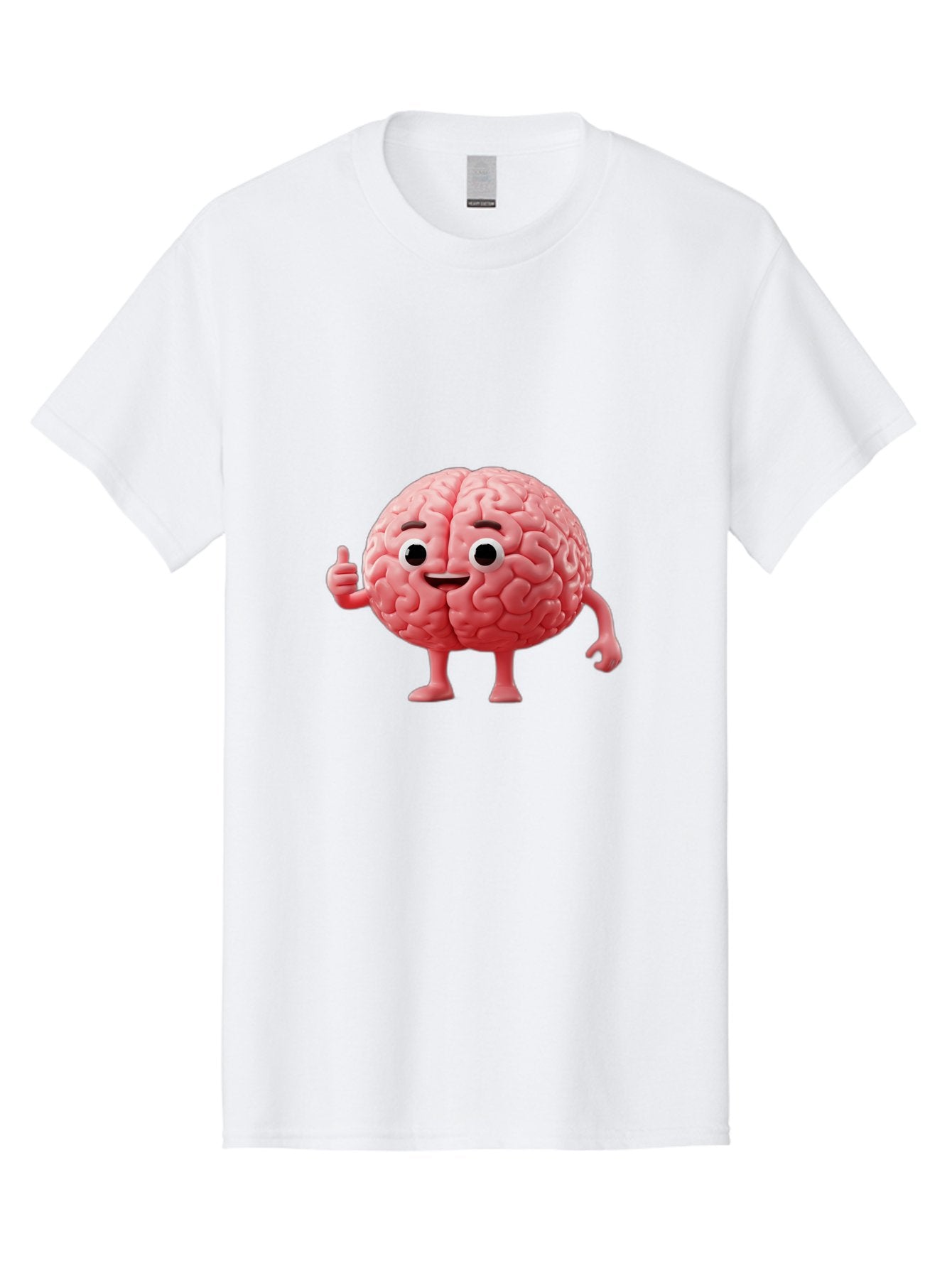 Smiling-Brain Men'S Graphic Tee, 100% Cotton, Comfortable Casual Summer Wear, Machine Washable, Cartoon Brain Character, Human Brain, Funny Illustration, Brain With Face, Thumbs Up Gesture, Smiling Brain, Cognitive Humor, Human Anatomy, Bae101 7