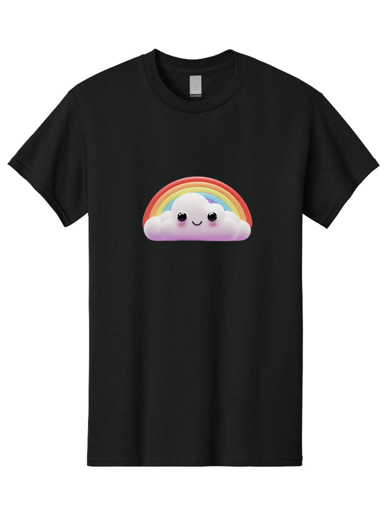 Smiling-Cloud-Rainbow Men'S Graphic Tee, 100% Cotton, Comfortable Casual Summer Wear, Machine Washable, Happy Cloud, Rainbow Colors, Vibrant Illustration, Cute Character, Cartoon Style, Smiling Face, Colorful Graphics, Joyful Atmosphere, Bae102 6