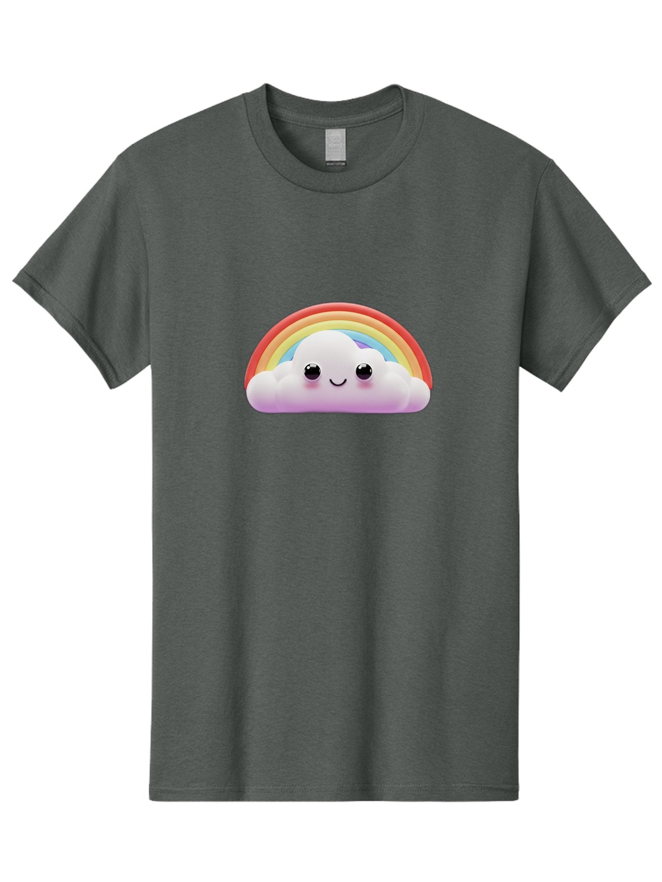 Smiling-Cloud-Rainbow Men'S Graphic Tee, 100% Cotton, Comfortable Casual Summer Wear, Machine Washable, Happy Cloud, Rainbow Colors, Vibrant Illustration, Cute Character, Cartoon Style, Smiling Face, Colorful Graphics, Joyful Atmosphere, Bae102 8