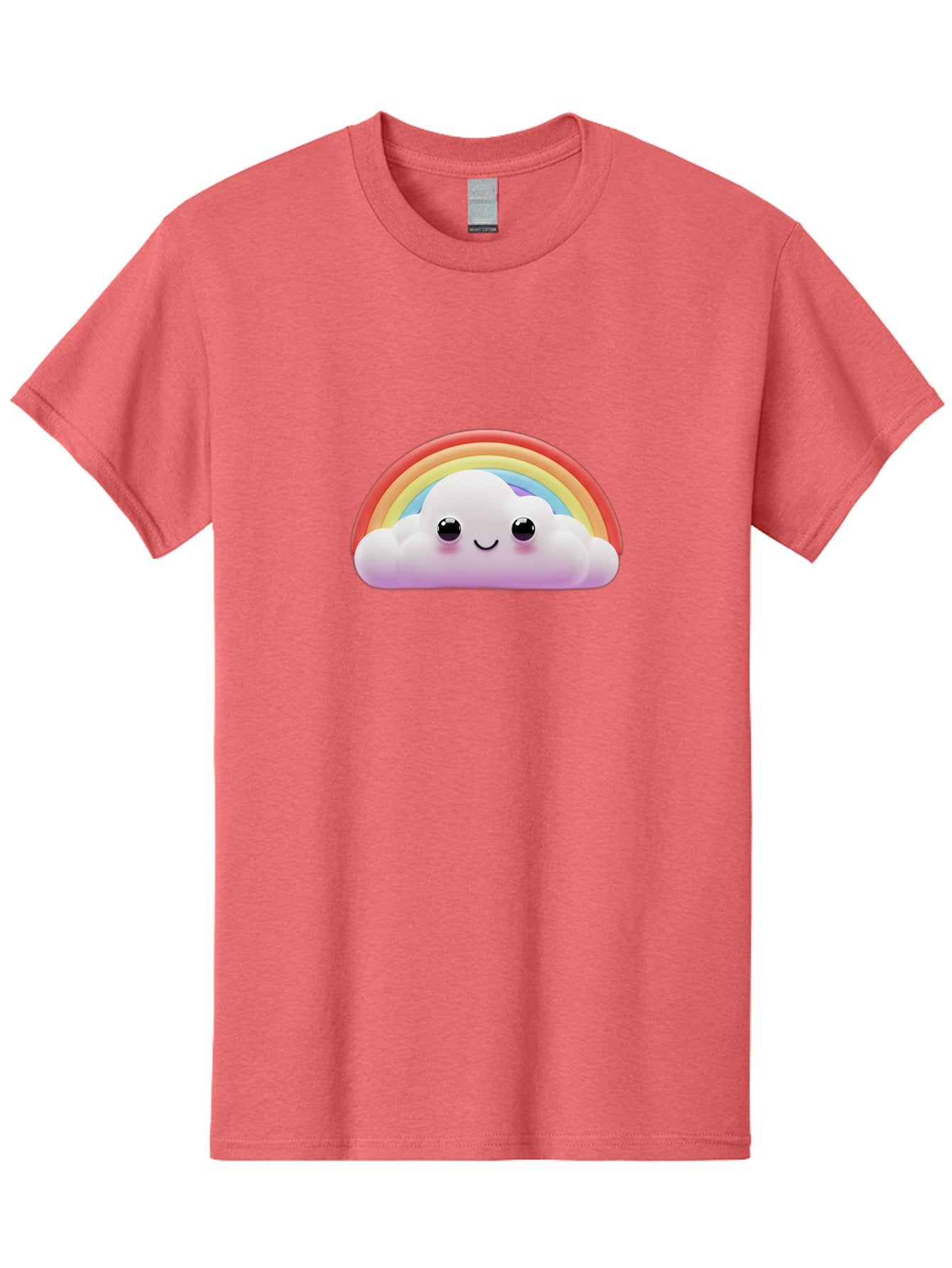 Smiling-Cloud-Rainbow Men'S Graphic Tee, 100% Cotton, Comfortable Casual Summer Wear, Machine Washable, Happy Cloud, Rainbow Colors, Vibrant Illustration, Cute Character, Cartoon Style, Smiling Face, Colorful Graphics, Joyful Atmosphere, Bae102 15