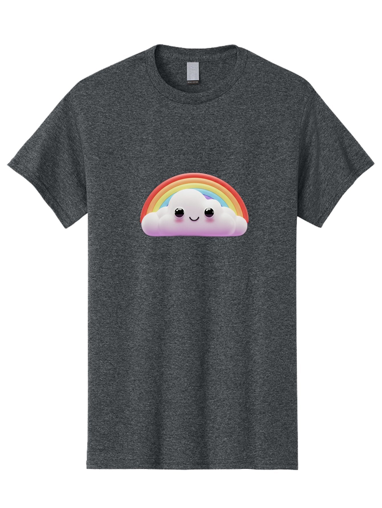 Smiling-Cloud-Rainbow Men'S Graphic Tee, 100% Cotton, Comfortable Casual Summer Wear, Machine Washable, Happy Cloud, Rainbow Colors, Vibrant Illustration, Cute Character, Cartoon Style, Smiling Face, Colorful Graphics, Joyful Atmosphere, Bae102 13