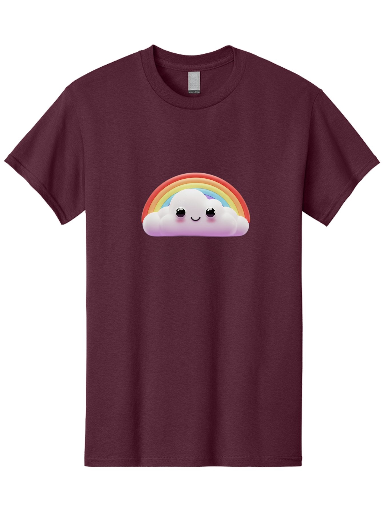 Smiling-Cloud-Rainbow Men'S Graphic Tee, 100% Cotton, Comfortable Casual Summer Wear, Machine Washable, Happy Cloud, Rainbow Colors, Vibrant Illustration, Cute Character, Cartoon Style, Smiling Face, Colorful Graphics, Joyful Atmosphere, Bae102