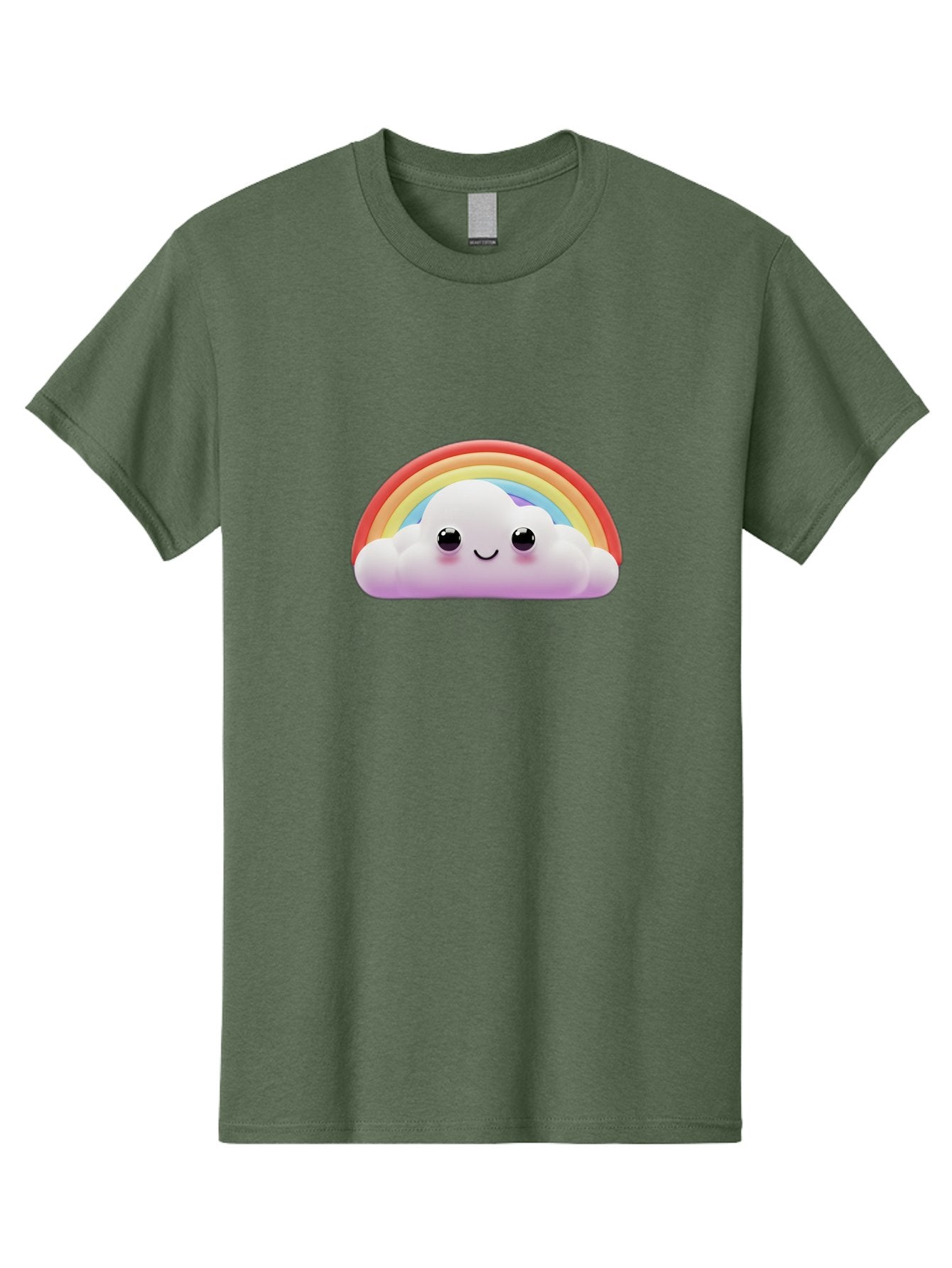Smiling-Cloud-Rainbow Men'S Graphic Tee, 100% Cotton, Comfortable Casual Summer Wear, Machine Washable, Happy Cloud, Rainbow Colors, Vibrant Illustration, Cute Character, Cartoon Style, Smiling Face, Colorful Graphics, Joyful Atmosphere, Bae102 5