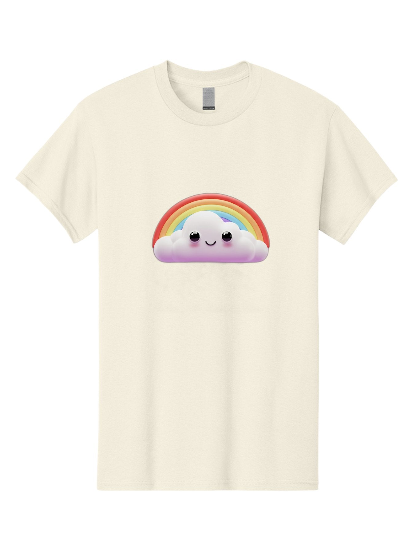 Smiling-Cloud-Rainbow Men'S Graphic Tee, 100% Cotton, Comfortable Casual Summer Wear, Machine Washable, Happy Cloud, Rainbow Colors, Vibrant Illustration, Cute Character, Cartoon Style, Smiling Face, Colorful Graphics, Joyful Atmosphere, Bae102 7