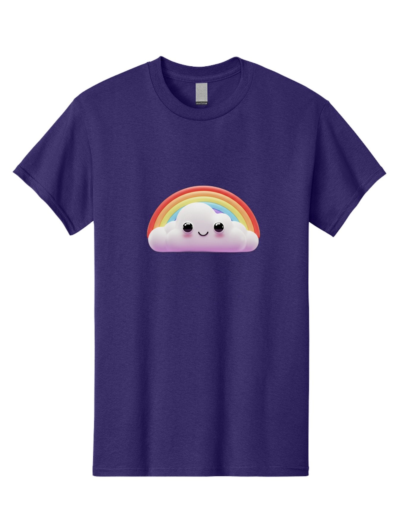 Smiling-Cloud-Rainbow Men'S Graphic Tee, 100% Cotton, Comfortable Casual Summer Wear, Machine Washable, Happy Cloud, Rainbow Colors, Vibrant Illustration, Cute Character, Cartoon Style, Smiling Face, Colorful Graphics, Joyful Atmosphere, Bae102 12