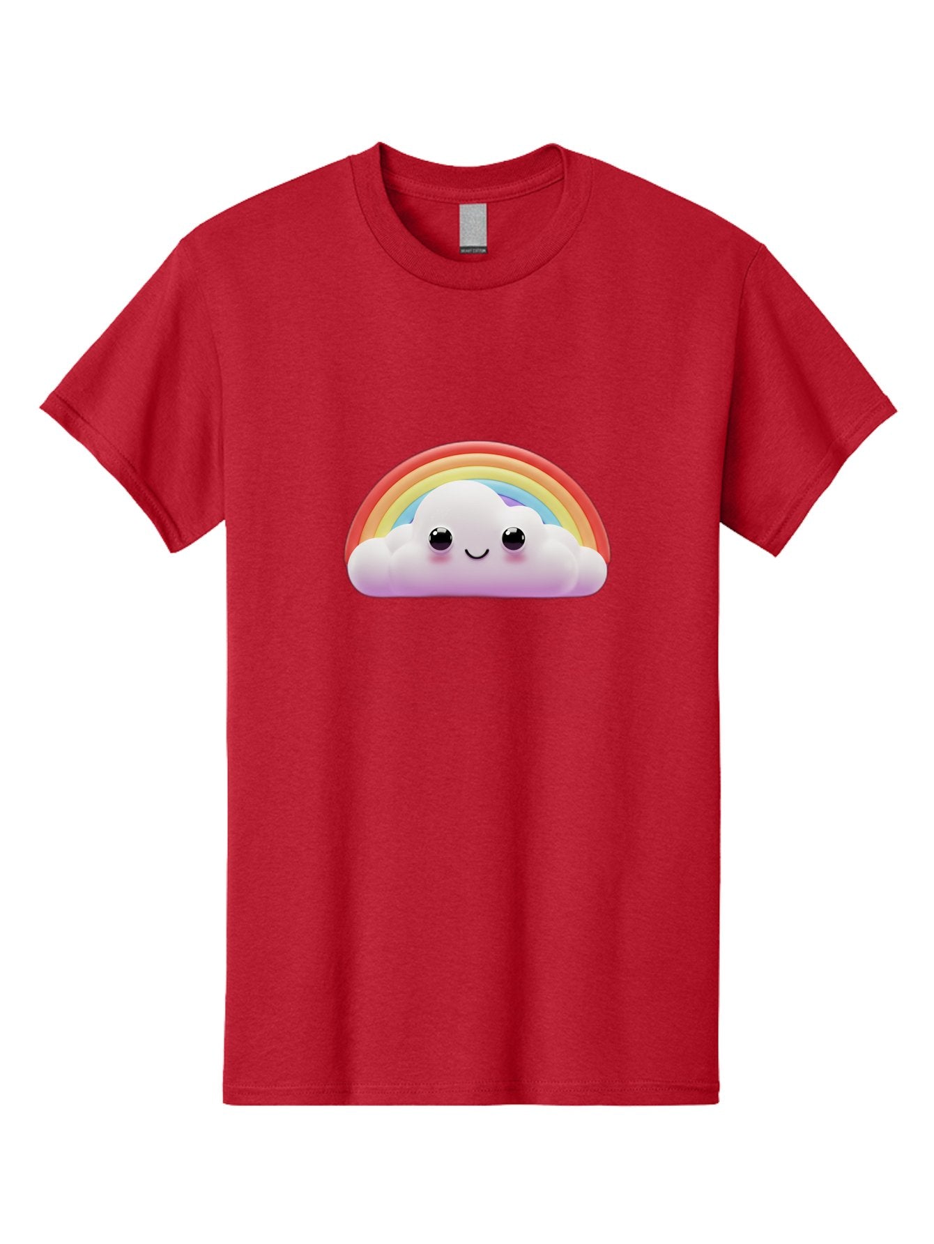 Smiling-Cloud-Rainbow Men'S Graphic Tee, 100% Cotton, Comfortable Casual Summer Wear, Machine Washable, Happy Cloud, Rainbow Colors, Vibrant Illustration, Cute Character, Cartoon Style, Smiling Face, Colorful Graphics, Joyful Atmosphere, Bae102 9