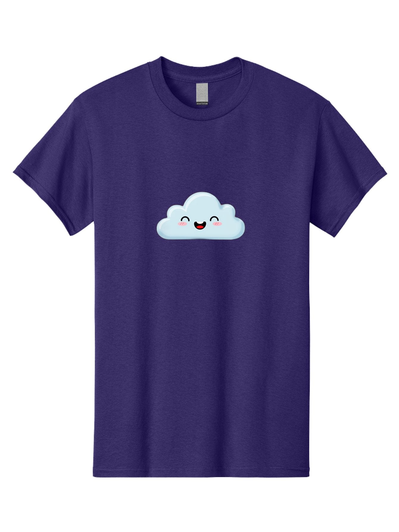 Smiling-Cloud Men'S Graphic Tee, 100% Cotton, Comfortable Casual Summer Wear, Machine Washable, Cute Cloud, Cartoon Cloud, Smiling Face, Happy Emotions, Rosy Cheeks, Cheerful Expression, Whimsical Character, Digital Illustration, Kawaii Cloud Bae103 4