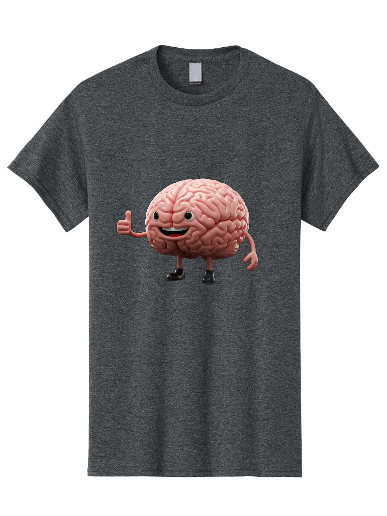 Thumbs-Up-Brain Men'S Graphic Tee, 100% Cotton, Comfortable Casual Summer Wear, Machine Washable, Human Brain Character, Cartoon Brain, Thumbs Up Gesture, Happy Expression, Anthropomorphic Organ, Cognitive Function, Mental Health Awareness, Bae107 10