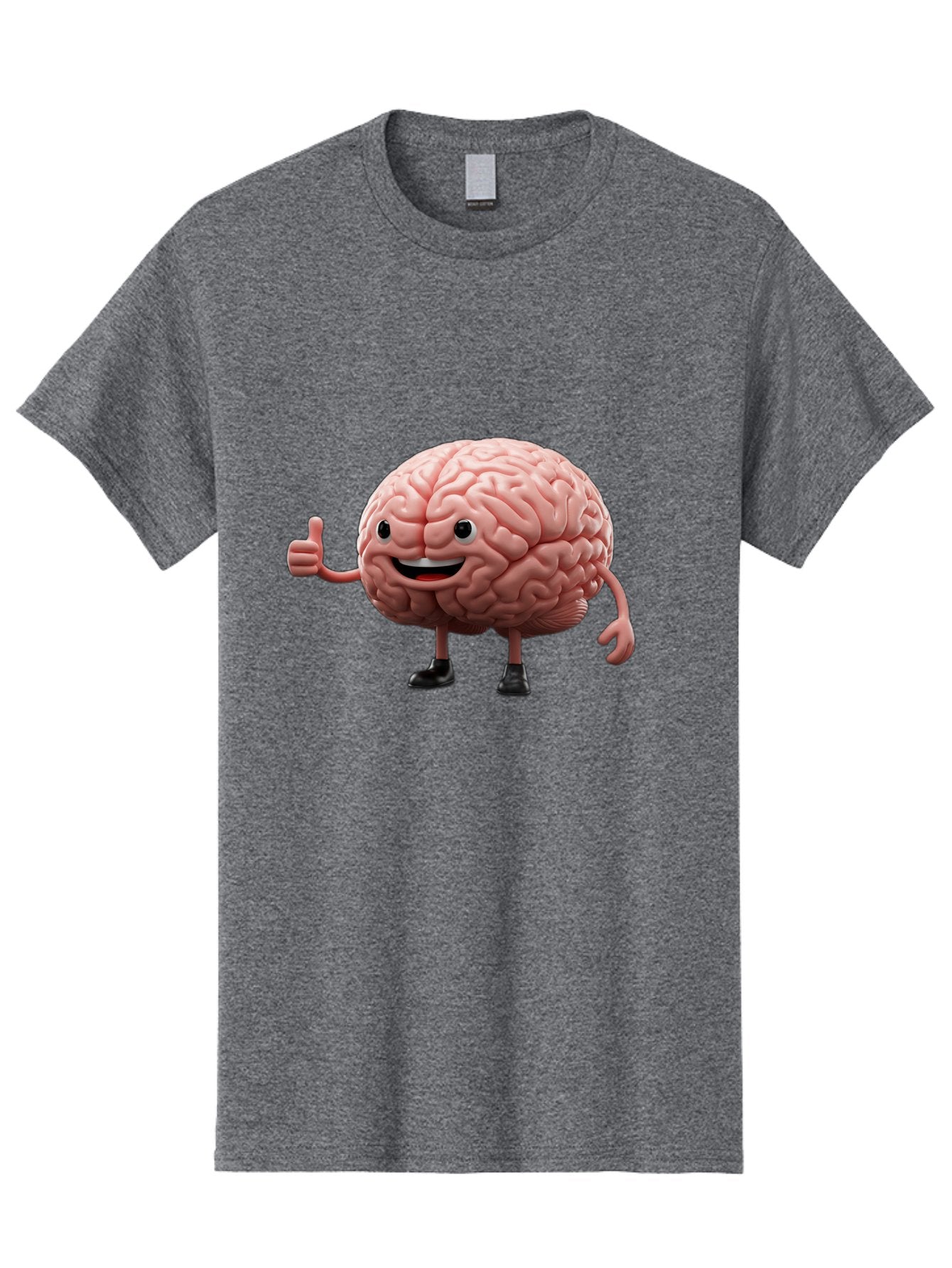 Thumbs-Up-Brain Men'S Graphic Tee, 100% Cotton, Comfortable Casual Summer Wear, Machine Washable, Human Brain Character, Cartoon Brain, Thumbs Up Gesture, Happy Expression, Anthropomorphic Organ, Cognitive Function, Mental Health Awareness, Bae107 12
