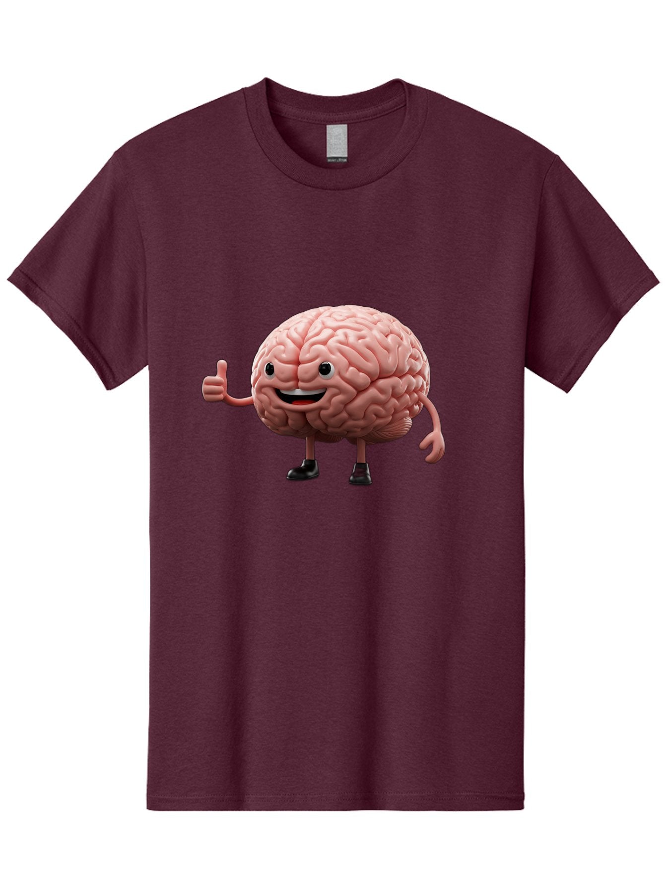 Thumbs-Up-Brain Men'S Graphic Tee, 100% Cotton, Comfortable Casual Summer Wear, Machine Washable, Human Brain Character, Cartoon Brain, Thumbs Up Gesture, Happy Expression, Anthropomorphic Organ, Cognitive Function, Mental Health Awareness, Bae107 15
