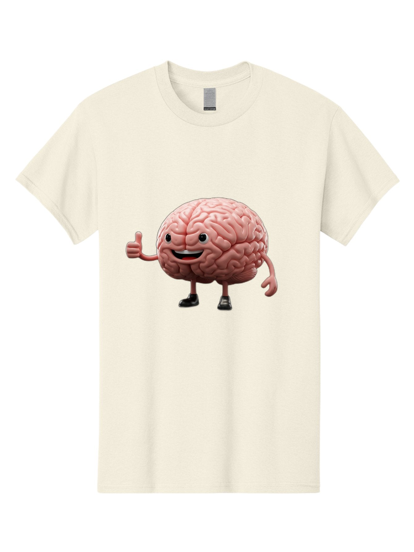 Thumbs-Up-Brain Men'S Graphic Tee, 100% Cotton, Comfortable Casual Summer Wear, Machine Washable, Human Brain Character, Cartoon Brain, Thumbs Up Gesture, Happy Expression, Anthropomorphic Organ, Cognitive Function, Mental Health Awareness, Bae107 14