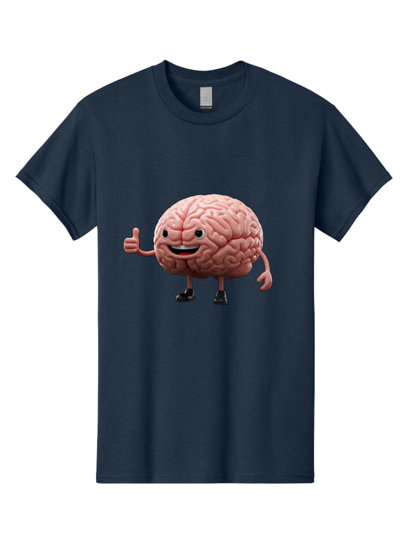 Thumbs-Up-Brain Men'S Graphic Tee, 100% Cotton, Comfortable Casual Summer Wear, Machine Washable, Human Brain Character, Cartoon Brain, Thumbs Up Gesture, Happy Expression, Anthropomorphic Organ, Cognitive Function, Mental Health Awareness, Bae107 13