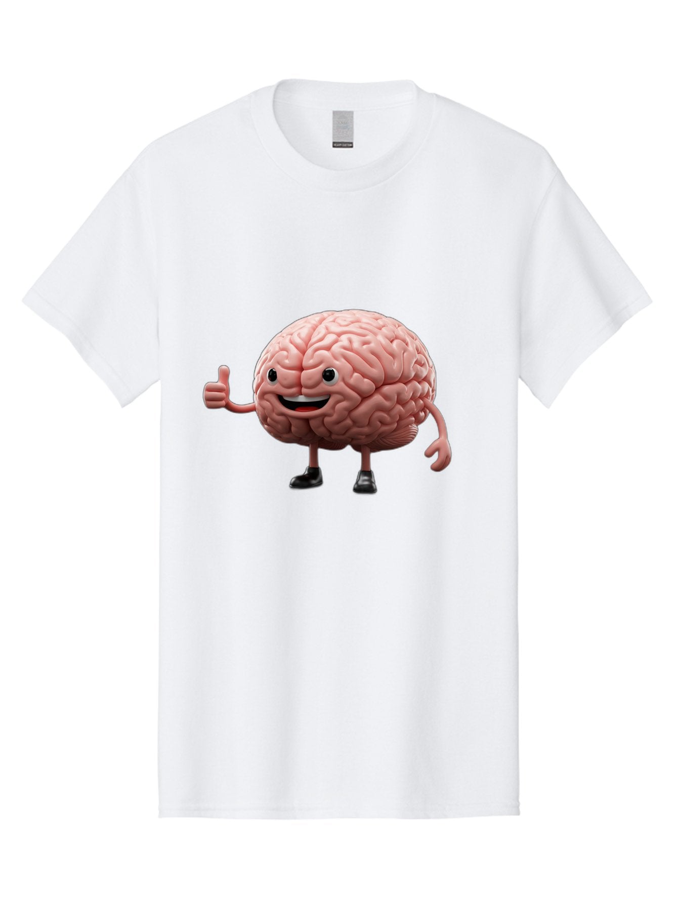 Thumbs-Up-Brain Men'S Graphic Tee, 100% Cotton, Comfortable Casual Summer Wear, Machine Washable, Human Brain Character, Cartoon Brain, Thumbs Up Gesture, Happy Expression, Anthropomorphic Organ, Cognitive Function, Mental Health Awareness, Bae107 5