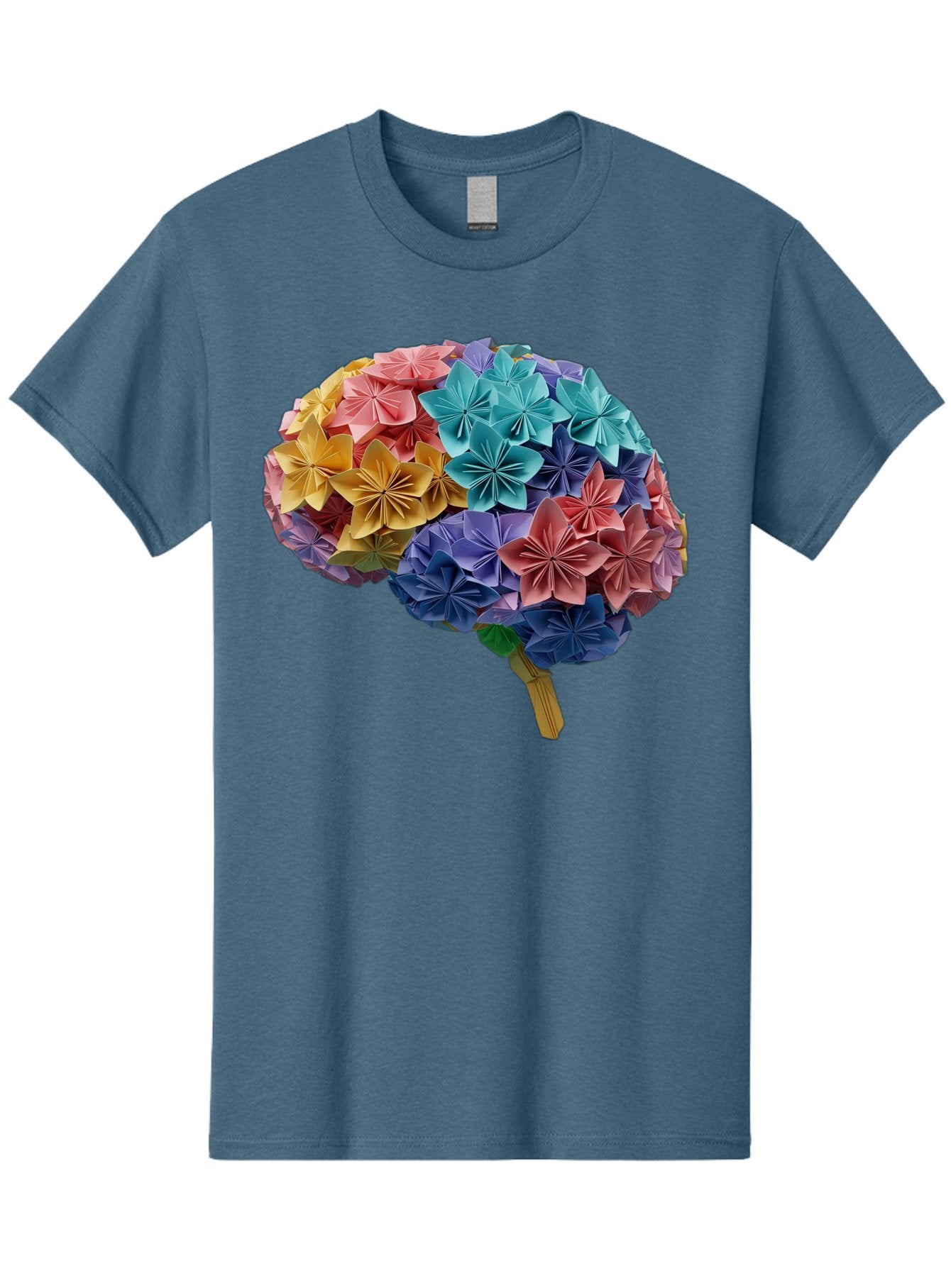 Tree-With-Origami-Flowers Men'S Graphic Tee, 100% Cotton, Comfortable Casual Summer Wear, Machine Washable, Origami Flowers, Colorful Tree, Paper Art, Folded Flowers, Creative Design, Vibrant Colors, Artful Arrangement, Decorative Piece, Bae108 8