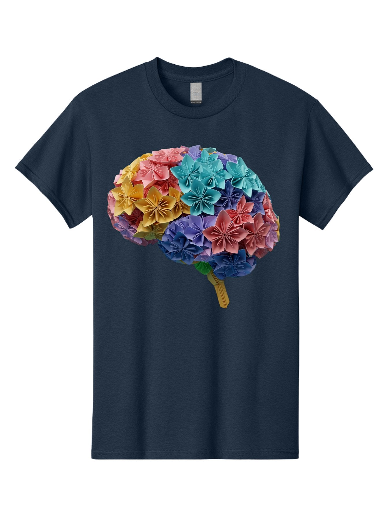 Tree-With-Origami-Flowers Men'S Graphic Tee, 100% Cotton, Comfortable Casual Summer Wear, Machine Washable, Origami Flowers, Colorful Tree, Paper Art, Folded Flowers, Creative Design, Vibrant Colors, Artful Arrangement, Decorative Piece, Bae108 14