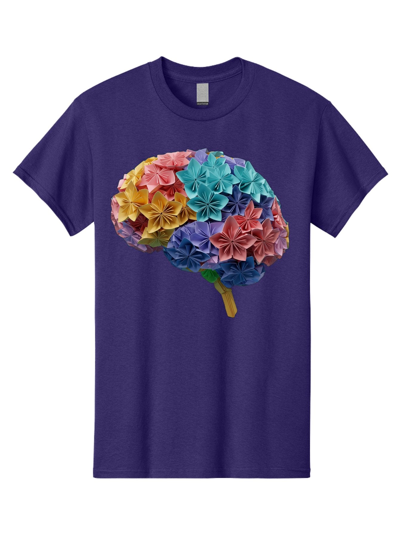 Tree-With-Origami-Flowers Men'S Graphic Tee, 100% Cotton, Comfortable Casual Summer Wear, Machine Washable, Origami Flowers, Colorful Tree, Paper Art, Folded Flowers, Creative Design, Vibrant Colors, Artful Arrangement, Decorative Piece, Bae108 6