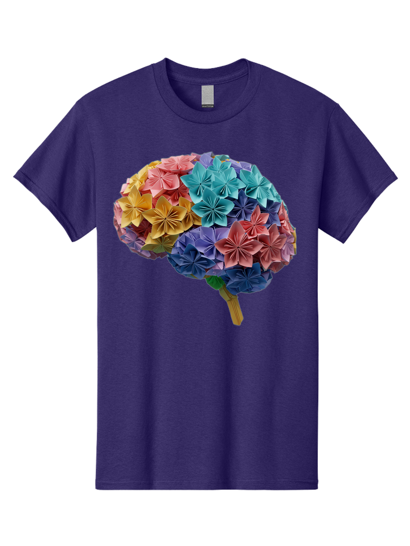 Tree-With-Origami-Flowers Men'S Graphic Tee, 100% Cotton, Comfortable Casual Summer Wear, Machine Washable, Origami Flowers, Colorful Tree, Paper Art, Folded Flowers, Creative Design, Vibrant Colors, Artful Arrangement, Decorative Piece, Bae108 7