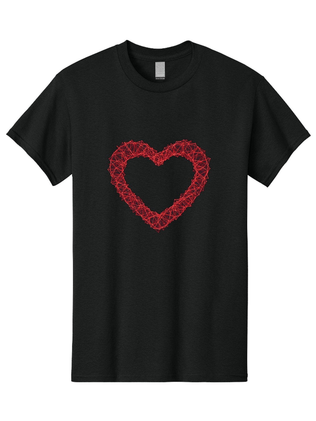 Wireframe-Heart Men'S Graphic Tee, 100% Cotton, Comfortable Casual Summer Wear, Machine Washable, Heart Shape, Red Geometric Pattern, Complex Network, Interconnected Lines, Symbolic Representation, Love, Valentines Day, Abstract Art, Bae109 15