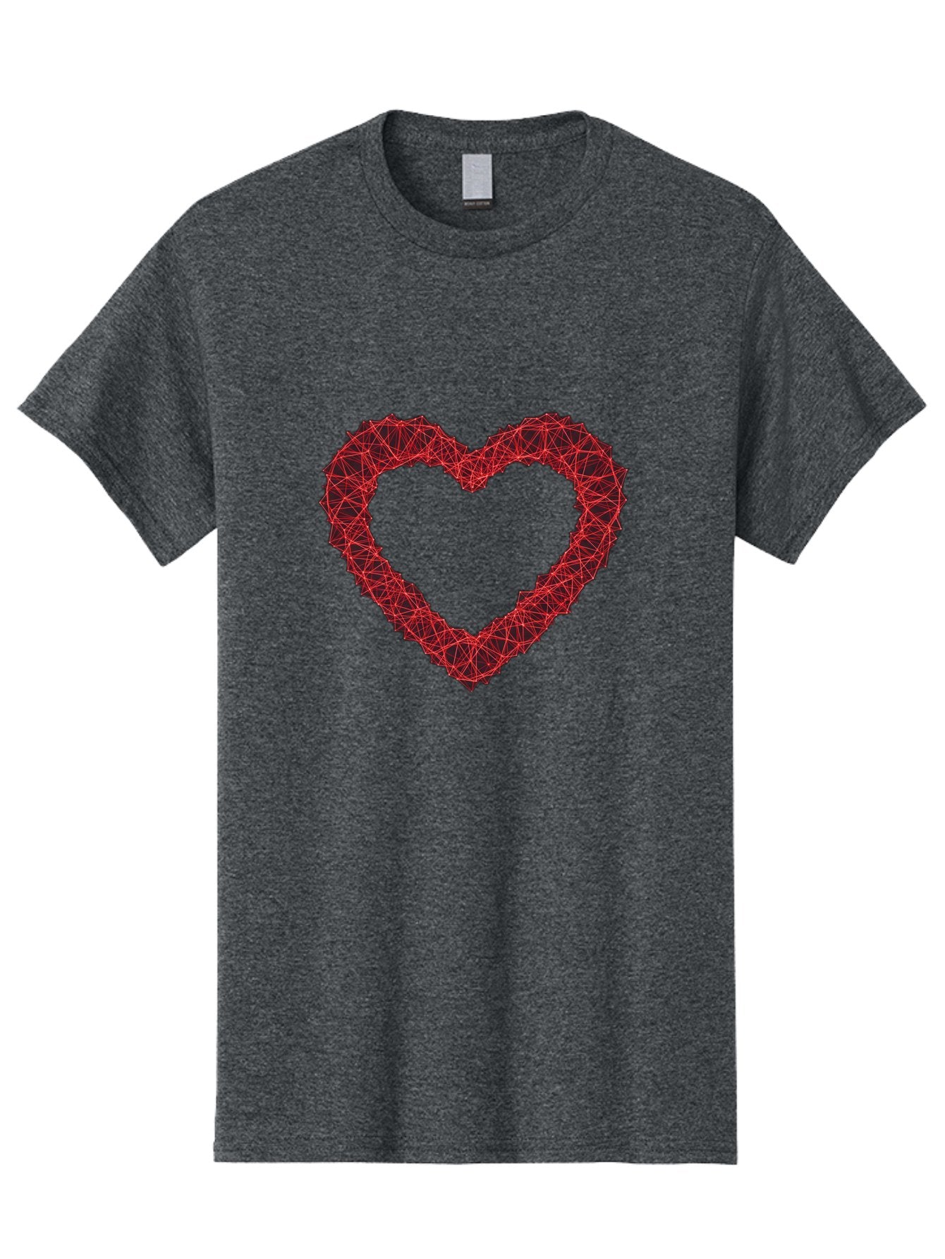 Wireframe-Heart Men'S Graphic Tee, 100% Cotton, Comfortable Casual Summer Wear, Machine Washable, Heart Shape, Red Geometric Pattern, Complex Network, Interconnected Lines, Symbolic Representation, Love, Valentines Day, Abstract Art, Bae109 5