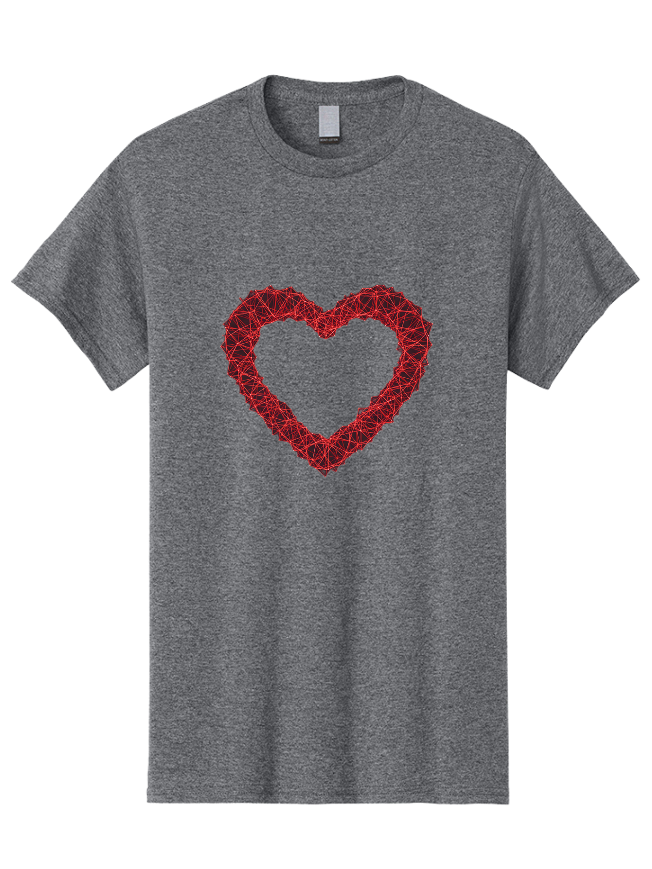 Wireframe-Heart Men'S Graphic Tee, 100% Cotton, Comfortable Casual Summer Wear, Machine Washable, Heart Shape, Red Geometric Pattern, Complex Network, Interconnected Lines, Symbolic Representation, Love, Valentines Day, Abstract Art, Bae109 13