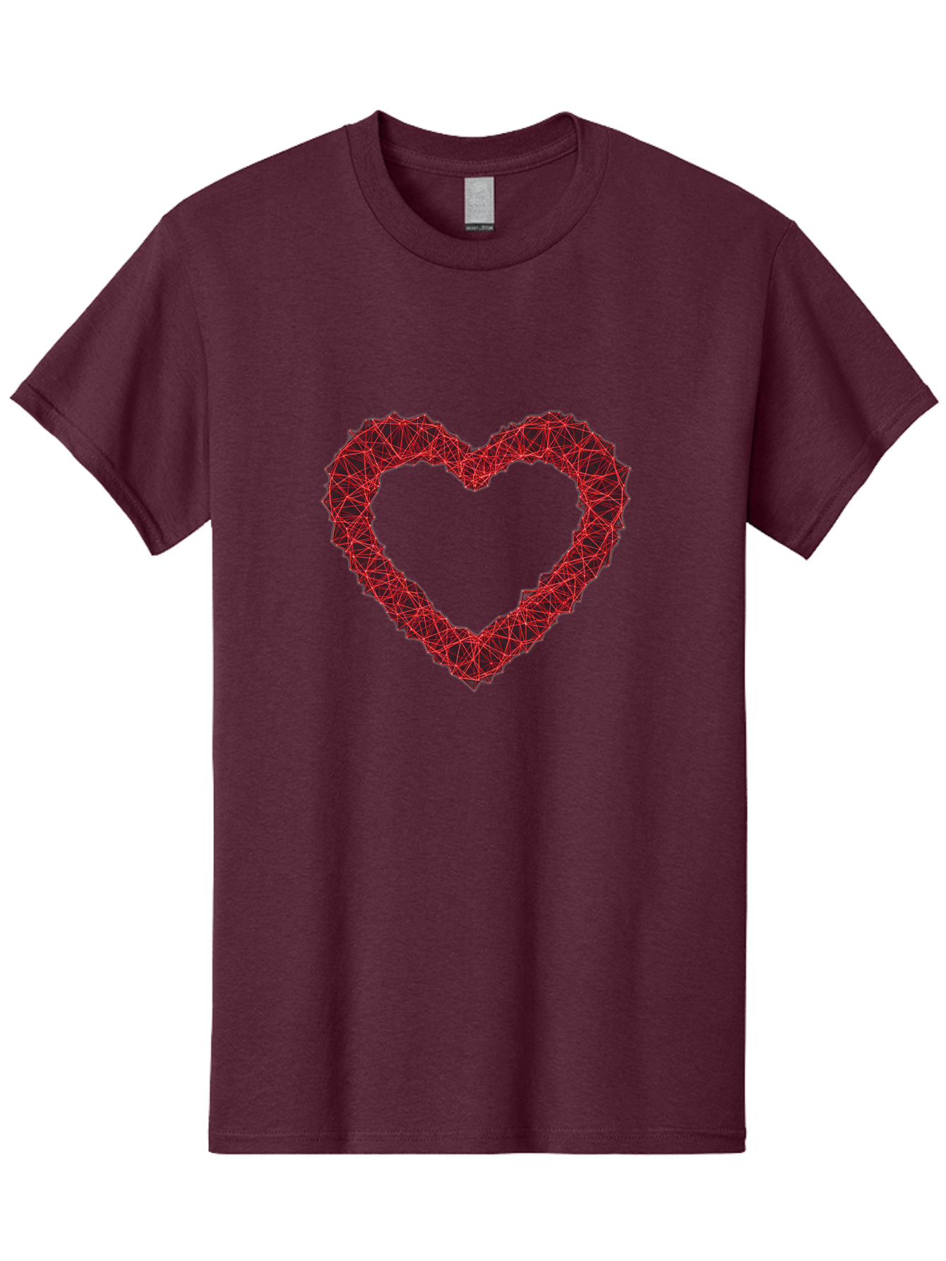 Wireframe-Heart Men'S Graphic Tee, 100% Cotton, Comfortable Casual Summer Wear, Machine Washable, Heart Shape, Red Geometric Pattern, Complex Network, Interconnected Lines, Symbolic Representation, Love, Valentines Day, Abstract Art, Bae109 15
