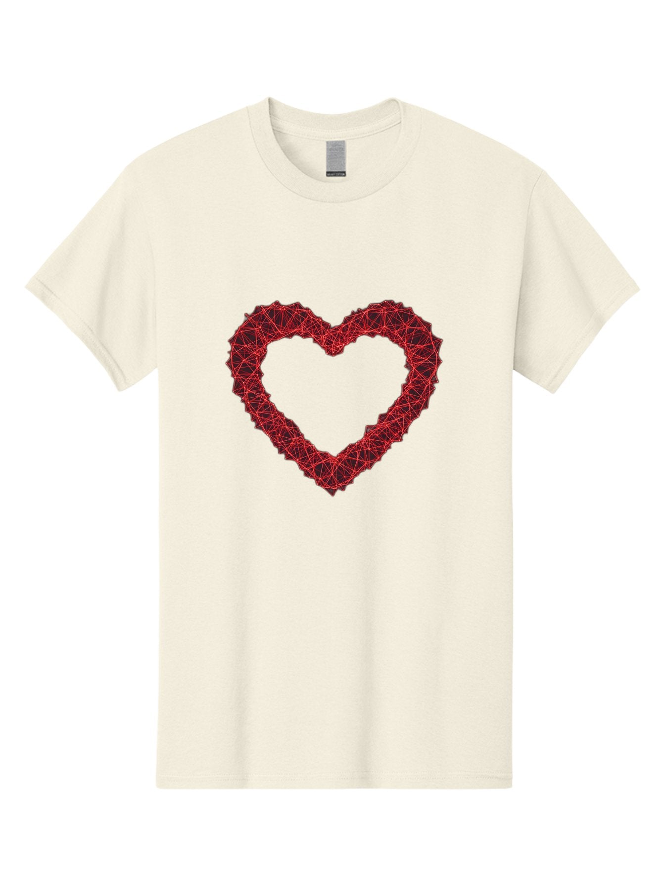 Wireframe-Heart Men'S Graphic Tee, 100% Cotton, Comfortable Casual Summer Wear, Machine Washable, Heart Shape, Red Geometric Pattern, Complex Network, Interconnected Lines, Symbolic Representation, Love, Valentines Day, Abstract Art, Bae109 6
