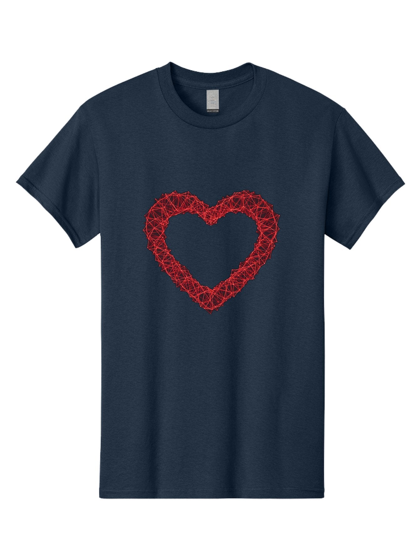 Wireframe-Heart Men'S Graphic Tee, 100% Cotton, Comfortable Casual Summer Wear, Machine Washable, Heart Shape, Red Geometric Pattern, Complex Network, Interconnected Lines, Symbolic Representation, Love, Valentines Day, Abstract Art, Bae109 11
