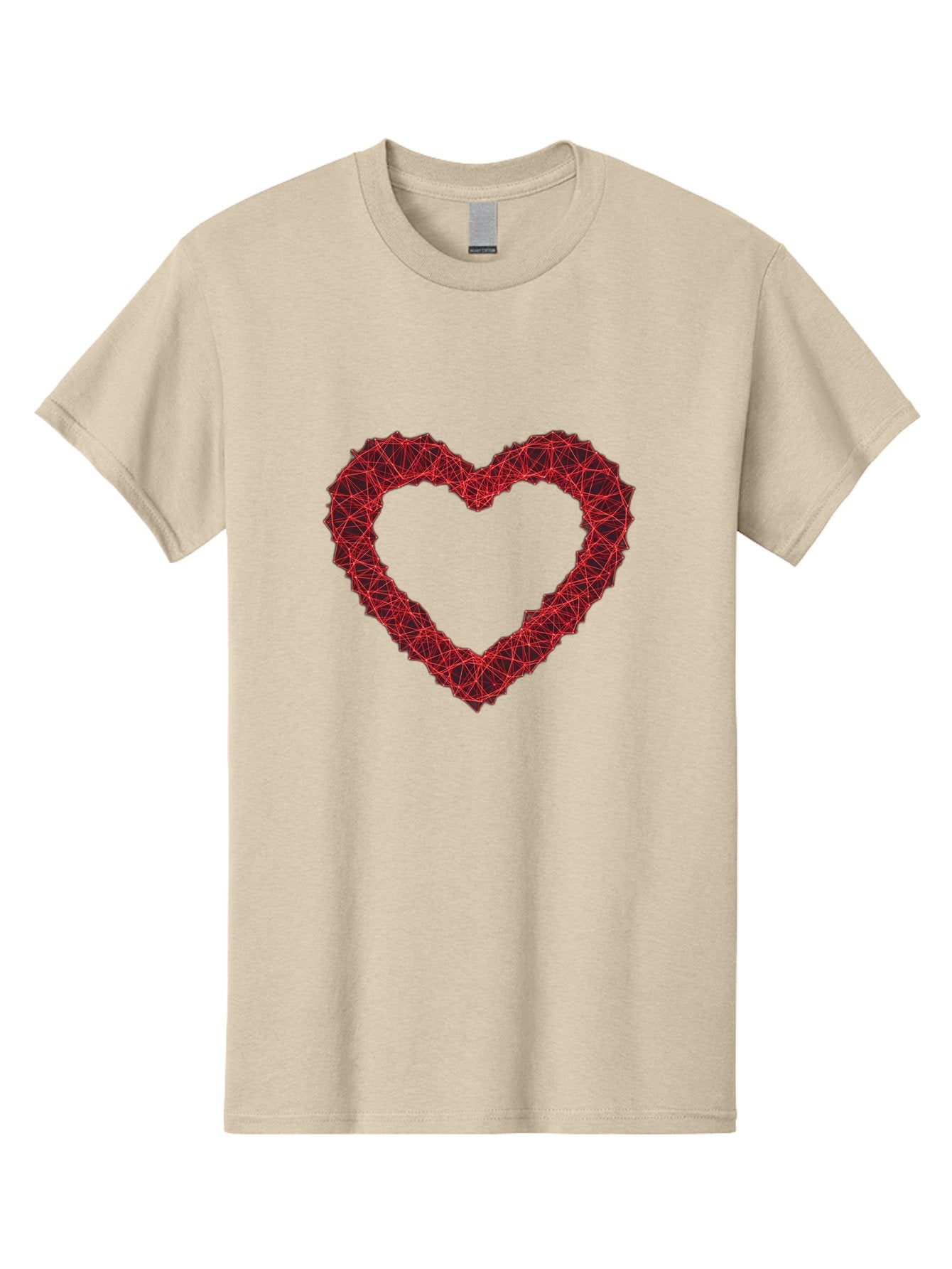Wireframe-Heart Men'S Graphic Tee, 100% Cotton, Comfortable Casual Summer Wear, Machine Washable, Heart Shape, Red Geometric Pattern, Complex Network, Interconnected Lines, Symbolic Representation, Love, Valentines Day, Abstract Art, Bae109 8