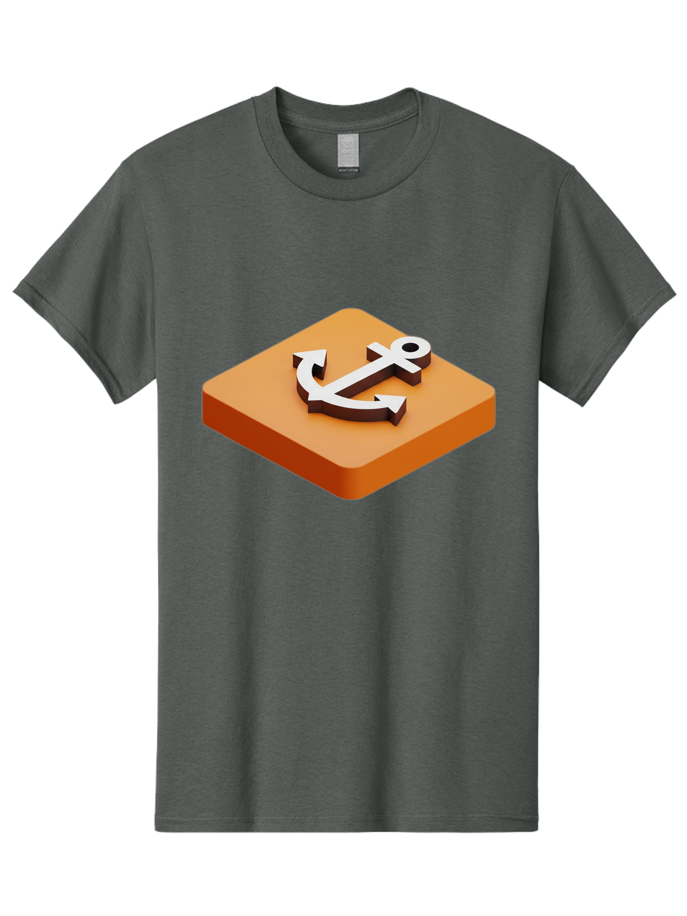 Anchor-1 Men'S Graphic Tee, 100% Cotton, Comfortable Casual Summer Wear, Machine Washable, 3D Anchor Icon, Orange Square Base, Nautical Symbol, Maritime Emblem, Stability And Strength, Modern Design, Digital Graphic Bae113 8