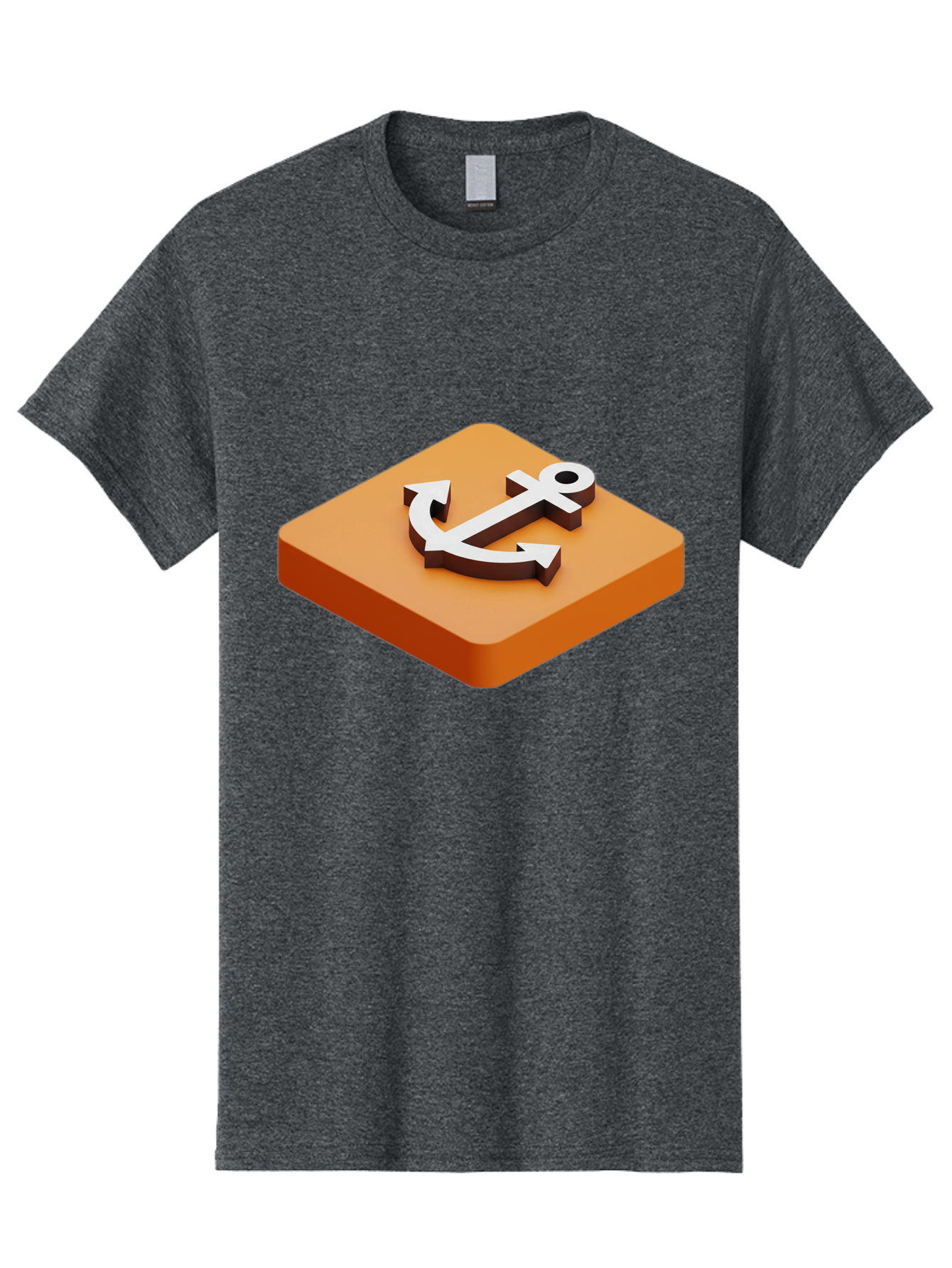 Anchor-1 Men'S Graphic Tee, 100% Cotton, Comfortable Casual Summer Wear, Machine Washable, 3D Anchor Icon, Orange Square Base, Nautical Symbol, Maritime Emblem, Stability And Strength, Modern Design, Digital Graphic Bae113 5