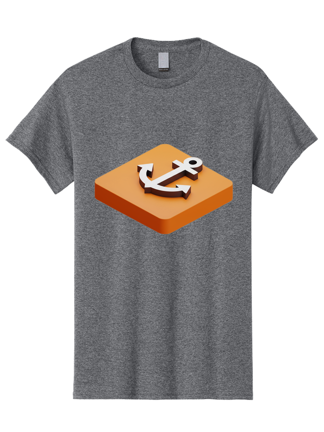 Anchor-1 Men'S Graphic Tee, 100% Cotton, Comfortable Casual Summer Wear, Machine Washable, 3D Anchor Icon, Orange Square Base, Nautical Symbol, Maritime Emblem, Stability And Strength, Modern Design, Digital Graphic Bae113 9