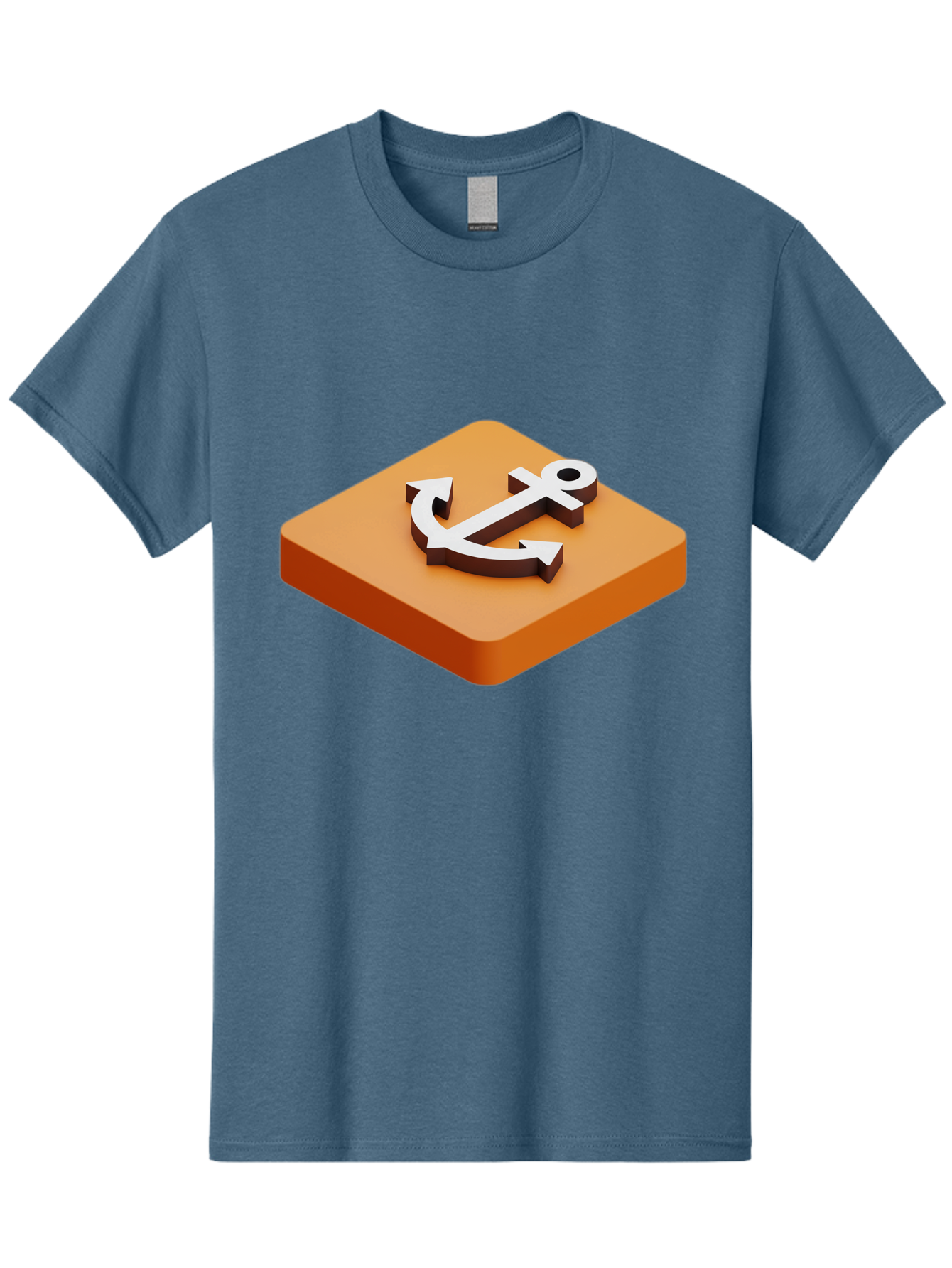 Anchor-1 Men'S Graphic Tee, 100% Cotton, Comfortable Casual Summer Wear, Machine Washable, 3D Anchor Icon, Orange Square Base, Nautical Symbol, Maritime Emblem, Stability And Strength, Modern Design, Digital Graphic Bae113 11