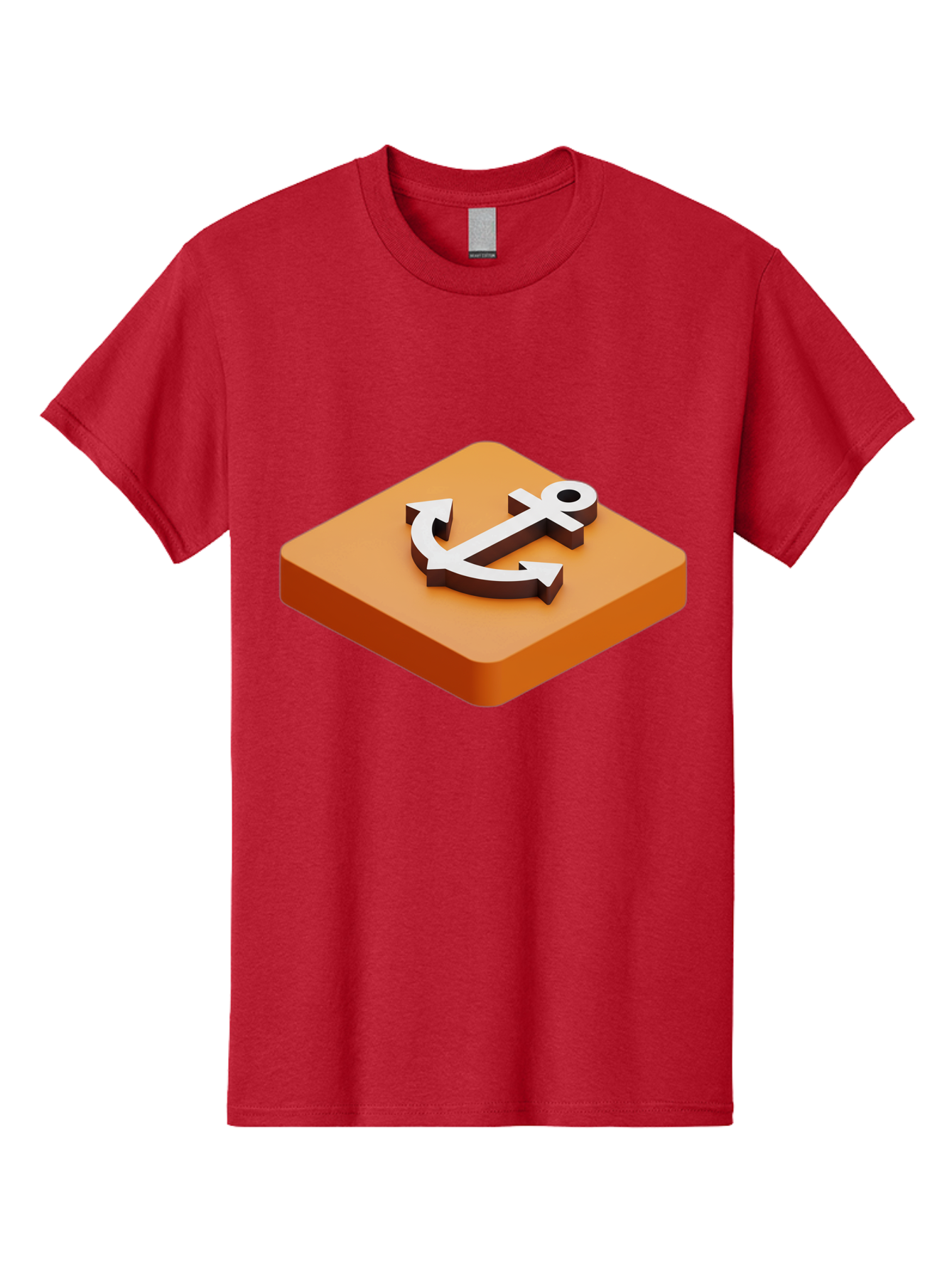 Anchor-1 Men'S Graphic Tee, 100% Cotton, Comfortable Casual Summer Wear, Machine Washable, 3D Anchor Icon, Orange Square Base, Nautical Symbol, Maritime Emblem, Stability And Strength, Modern Design, Digital Graphic Bae113 10