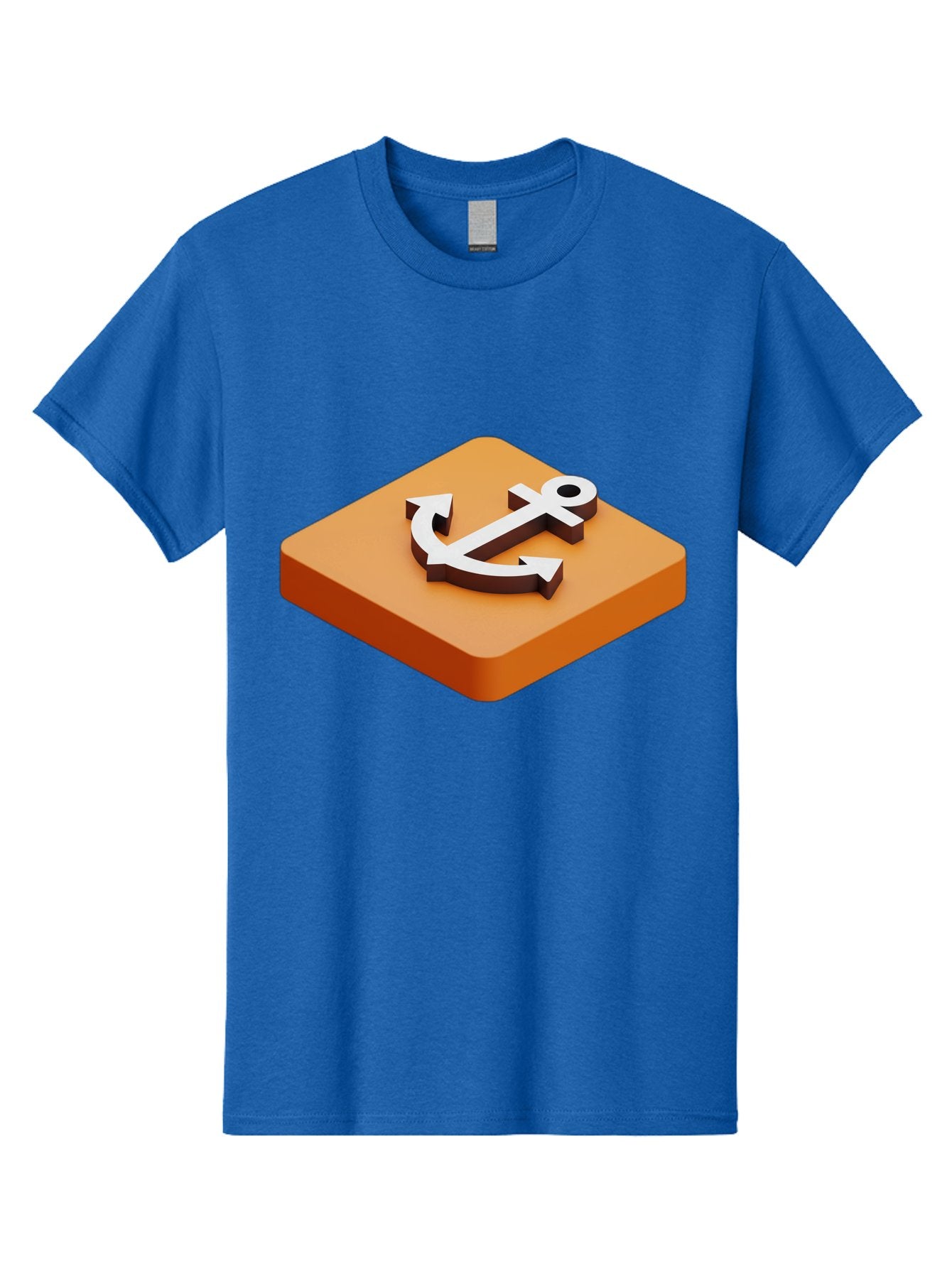 Anchor-1 Men'S Graphic Tee, 100% Cotton, Comfortable Casual Summer Wear, Machine Washable, 3D Anchor Icon, Orange Square Base, Nautical Symbol, Maritime Emblem, Stability And Strength, Modern Design, Digital Graphic Bae113 14