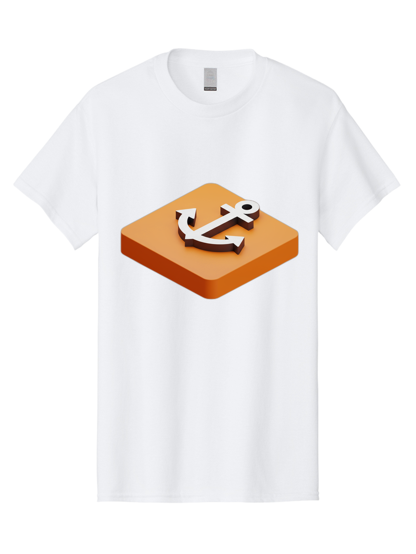 Anchor-1 Men'S Graphic Tee, 100% Cotton, Comfortable Casual Summer Wear, Machine Washable, 3D Anchor Icon, Orange Square Base, Nautical Symbol, Maritime Emblem, Stability And Strength, Modern Design, Digital Graphic Bae113 14