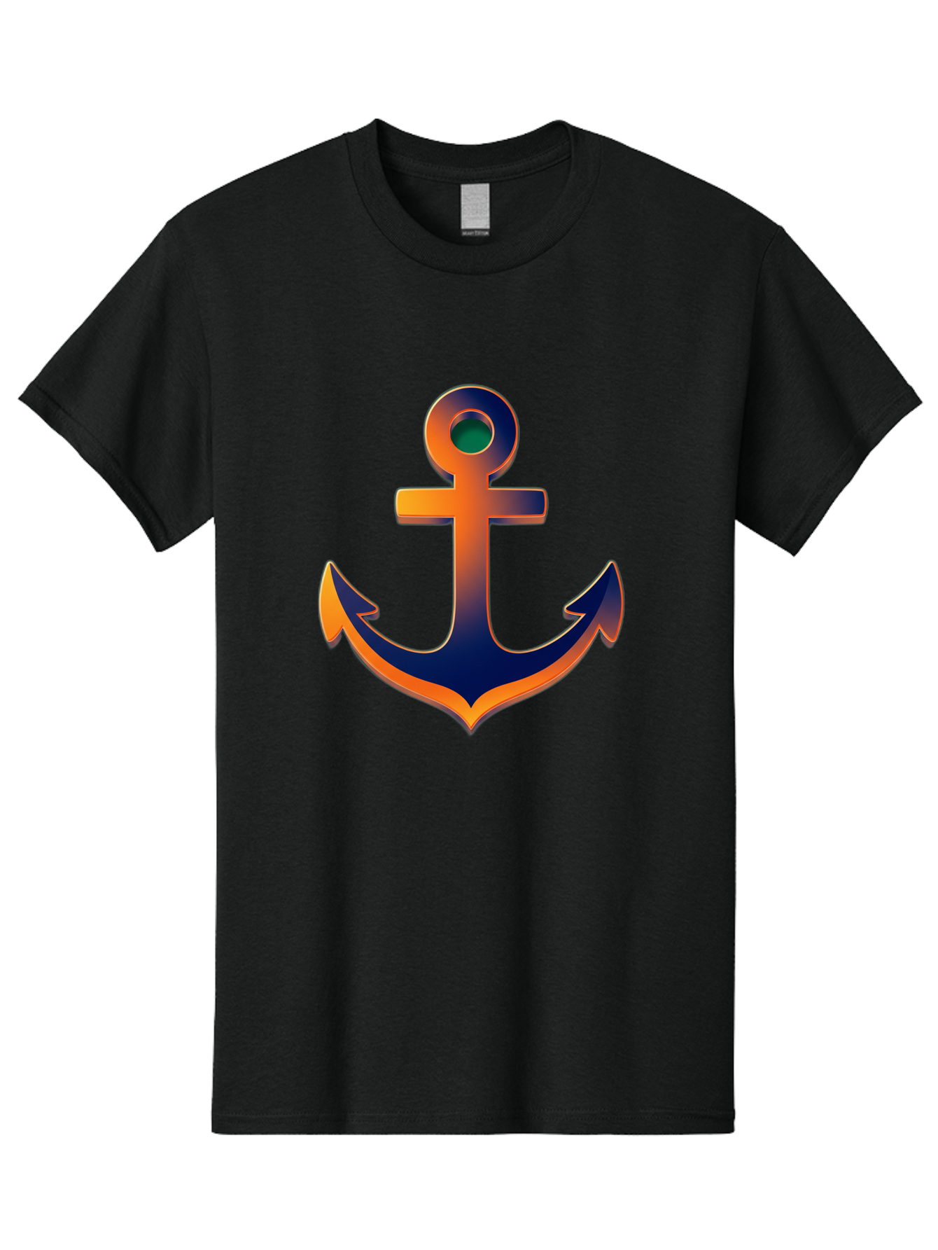 Anchor Men'S Graphic Tee, 100% Cotton, Comfortable Casual Summer Wear, Machine Washable, Anchor Symbol, Nautical Theme, Navy Blue And Orange Gradient, 3D Effect, Maritime Icon, Bold Design, Gradient Colors, Anchor Illustration Bae114 5