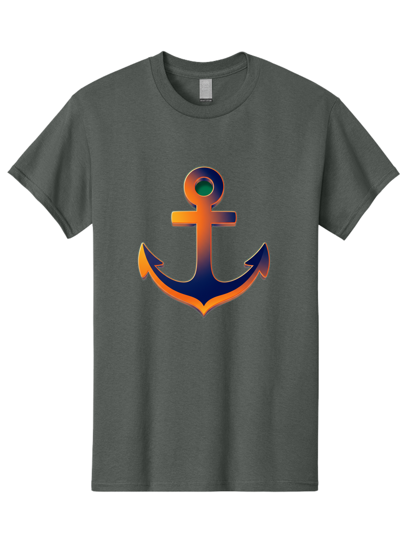Anchor Men'S Graphic Tee, 100% Cotton, Comfortable Casual Summer Wear, Machine Washable, Anchor Symbol, Nautical Theme, Navy Blue And Orange Gradient, 3D Effect, Maritime Icon, Bold Design, Gradient Colors, Anchor Illustration Bae114 15